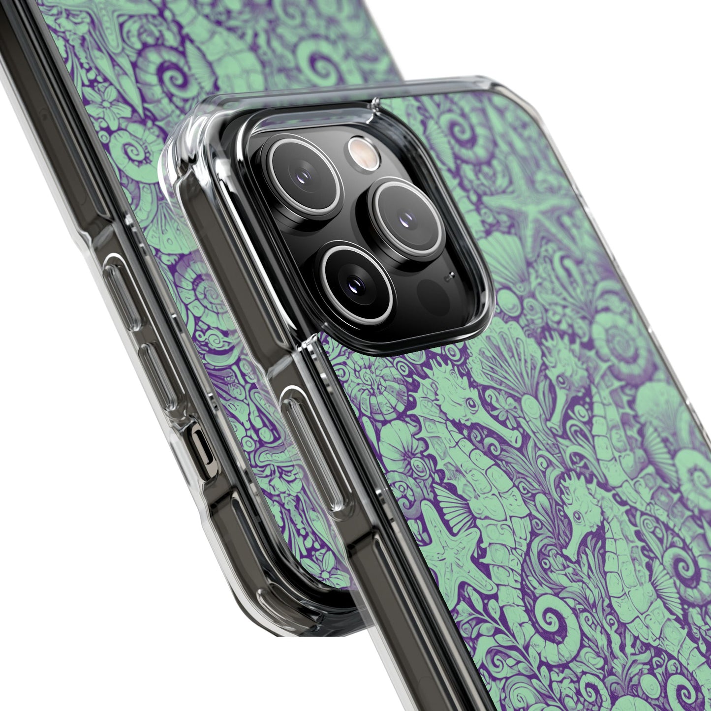 Seahorses/Minty Magnetic Clear Phone Case, Many Models