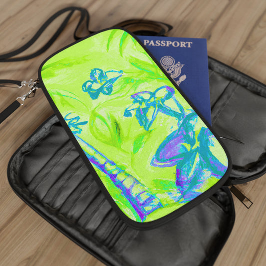 Vibrant Passport Wallet – Perfect for Travelers & Adventurers / Tropical Doodles, Hot Lime