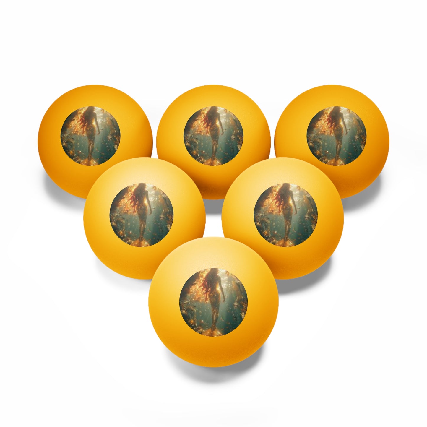 Tropical Paradise Ping Pong Balls - 6 Pack with Solo Mermaid/Orange