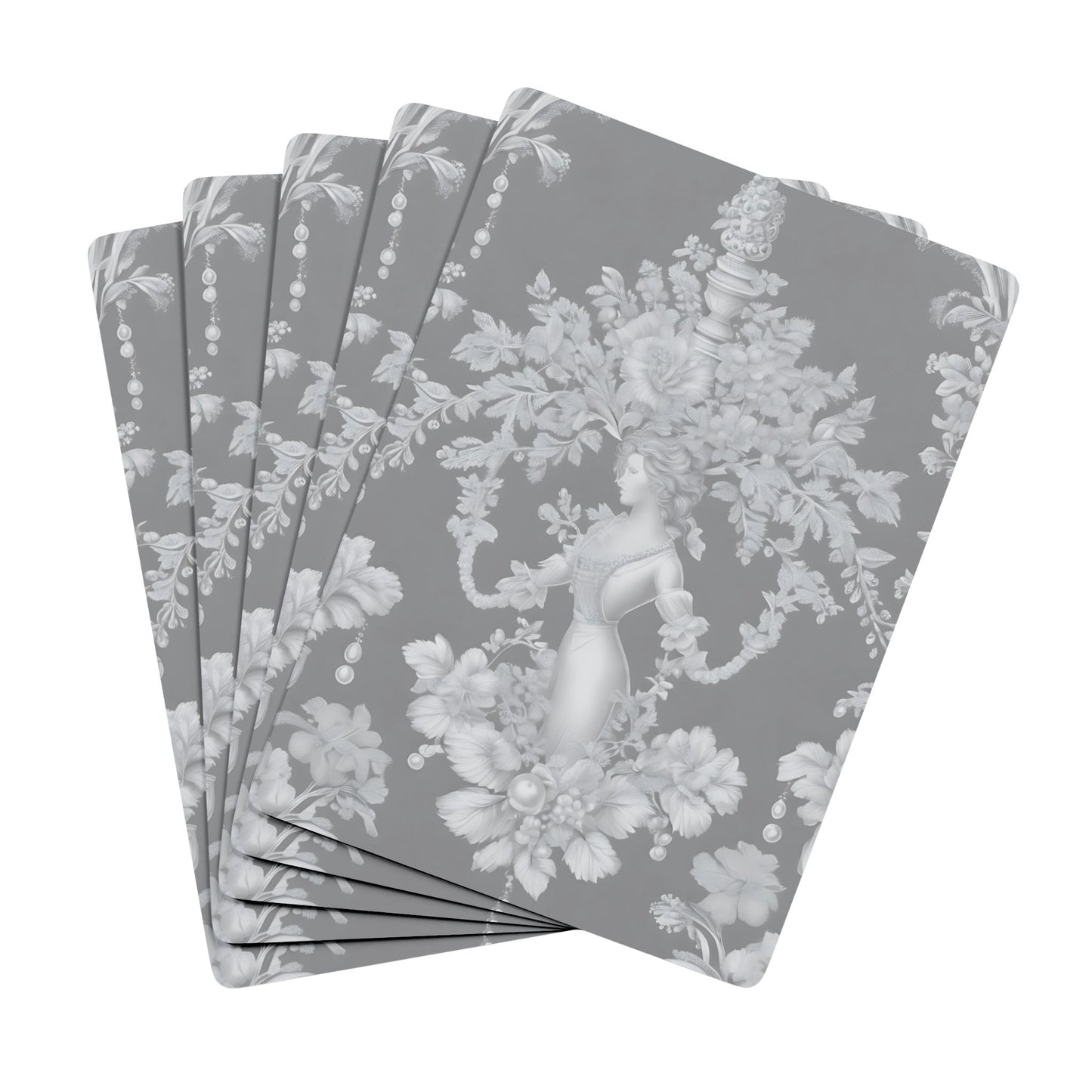 Poker-Sized Playing Cards - Pearl Lady Toile, slate