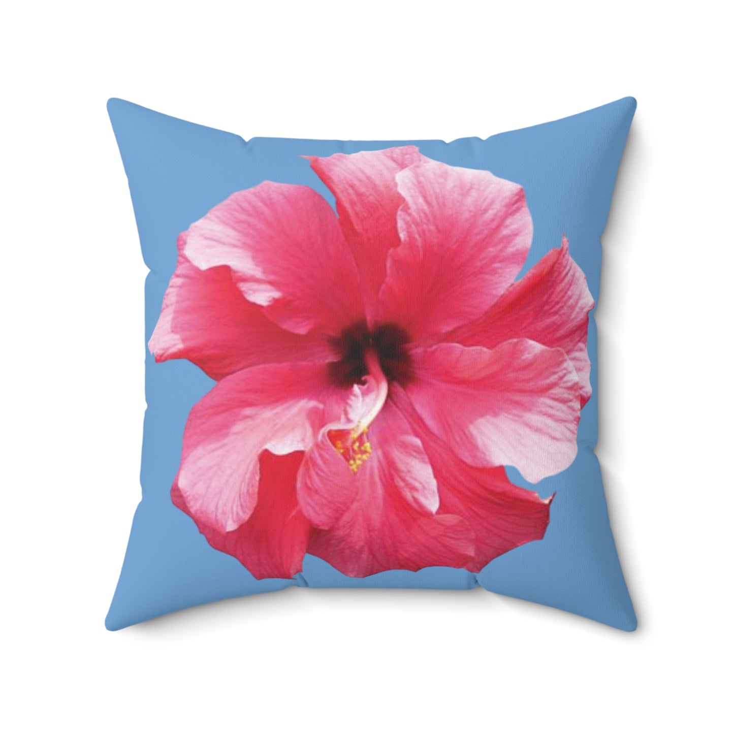 Decorative Pillow - Accent Cushion, 4 Sizes / Photo Pink Hibiscus, Lt. Blue