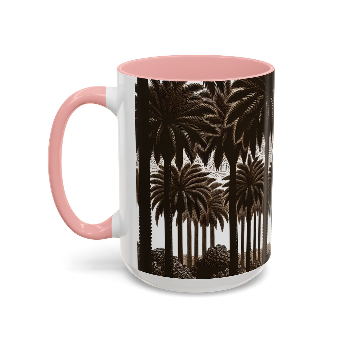 Accent Coffee Mug (11, 15oz) - Woodcut Palm Grove