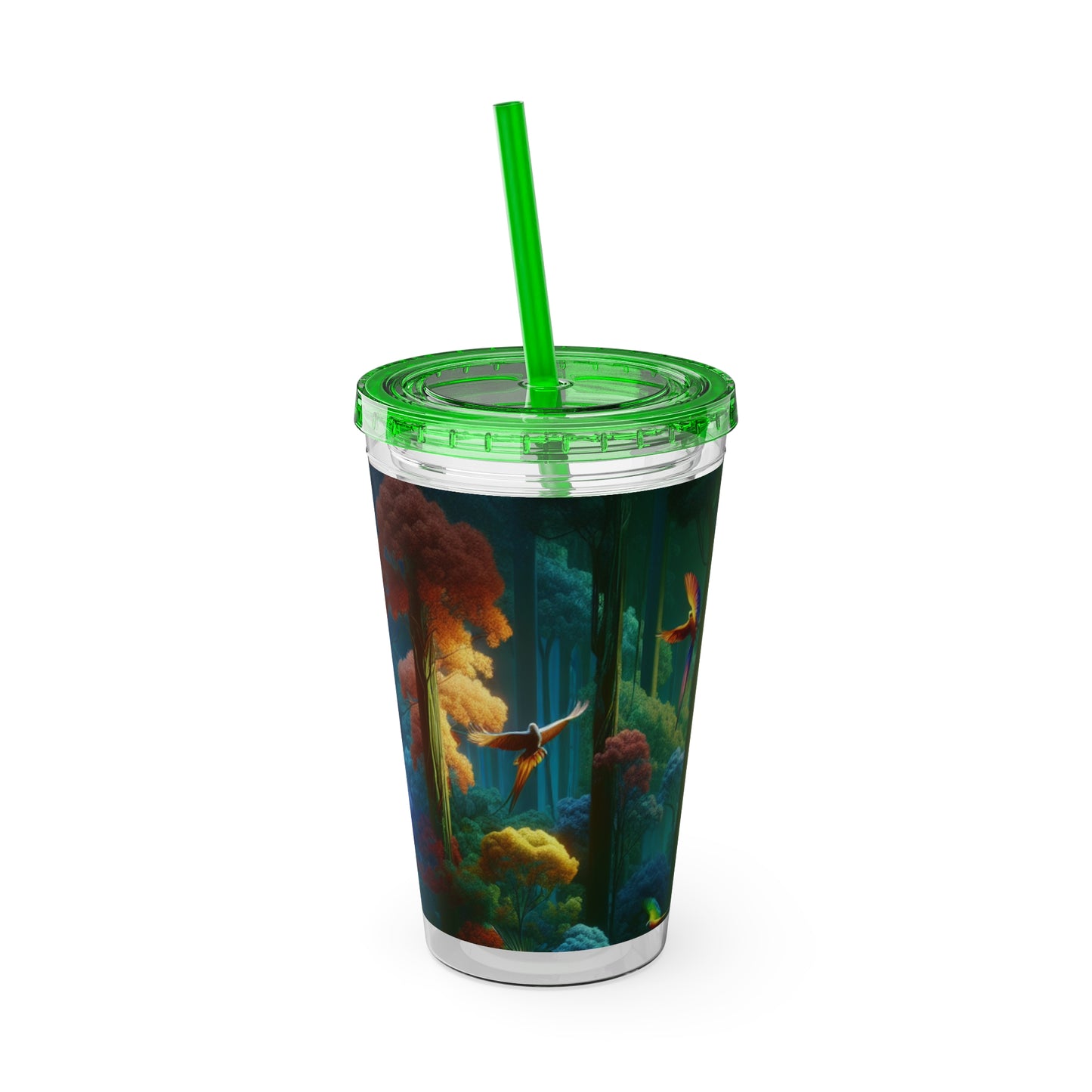 Tropical Tumbler with Straw | 16oz Colorful Travel Cup / Flight School