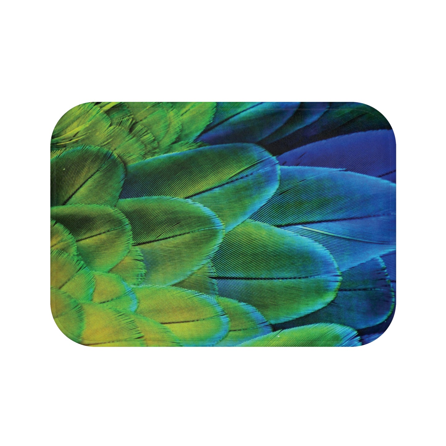 Tropical Bath Mat | Fun and Colorful Bathroom Decor / Shimmering Peacock Plumes