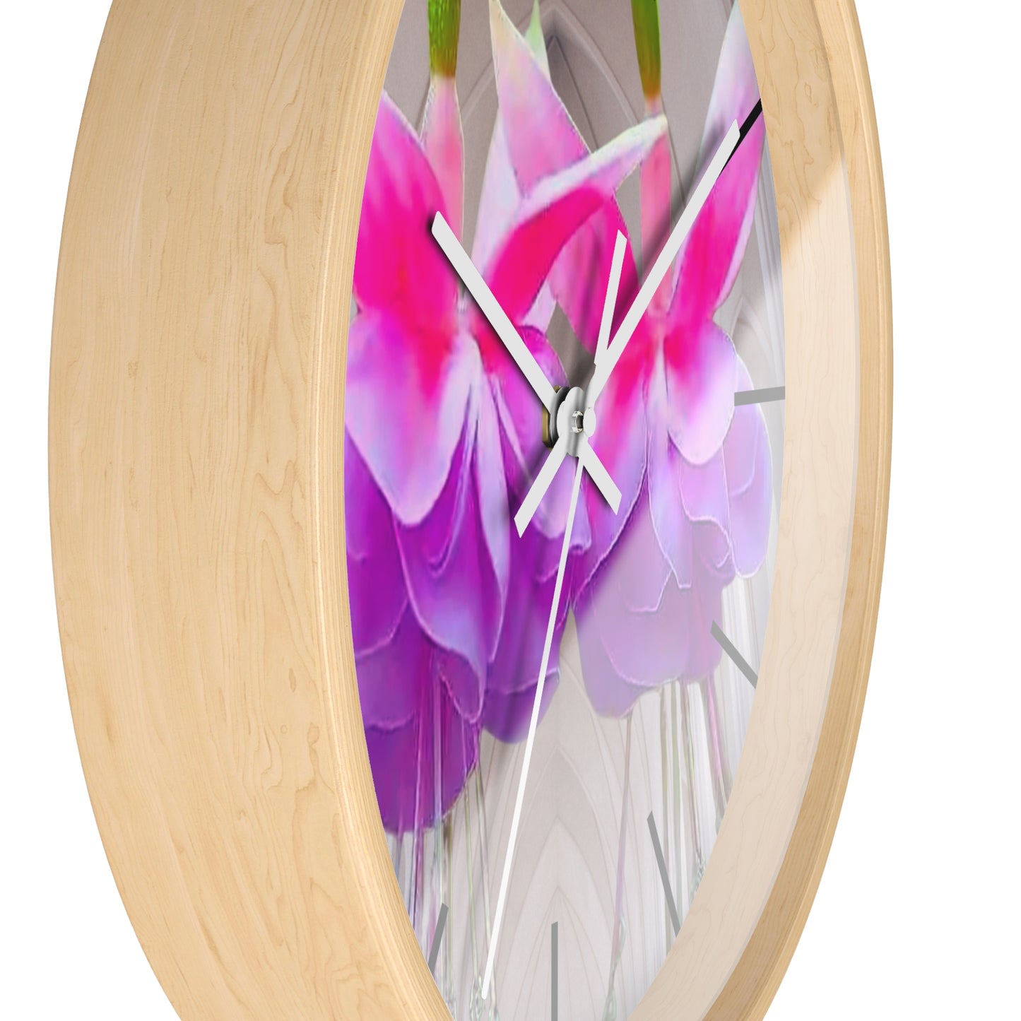 Wall Clock, Two Pink Fuchsias / Gothic, Hands/Base Variants