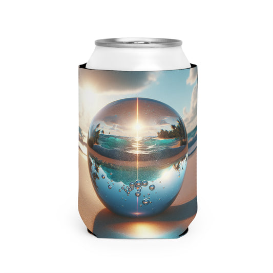 Beach Illusion Ball Sunrise Can Cooler Sleeve - Perfect for Outdoor Picnics