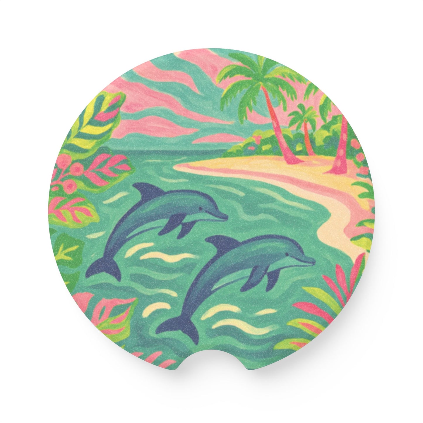 Soapstone Car Coaster - Jumping Dolphins