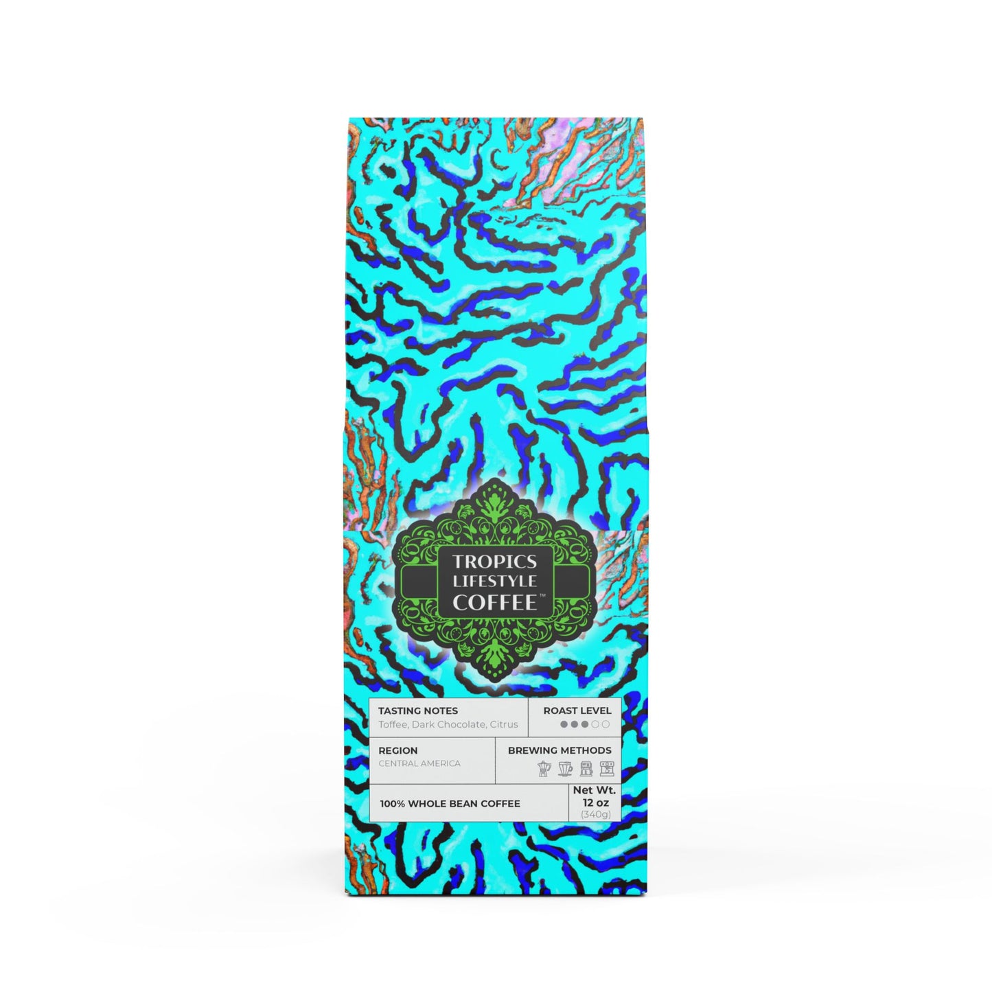 Citrus Bay Blend™ (Medium Roast) Specialty Grade Craft Coffee / Wild Coral Reef, Turquoise