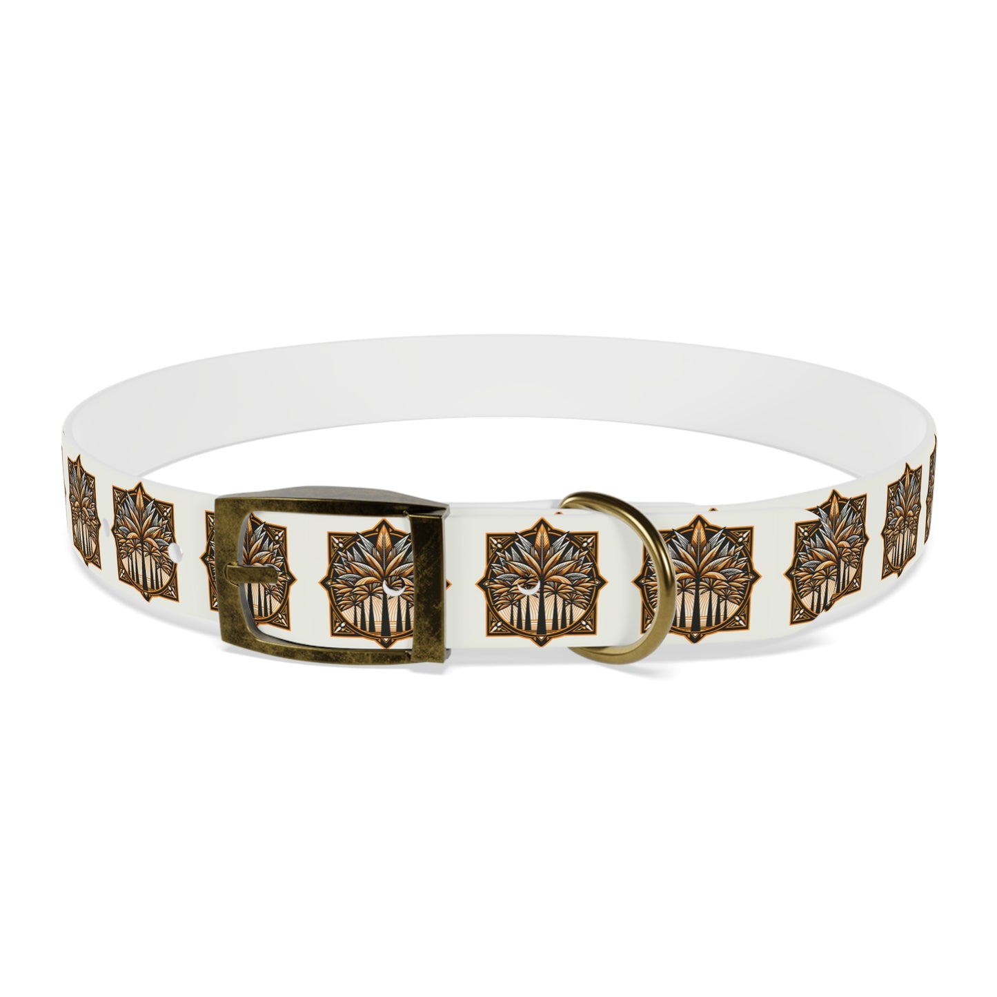 Dog Collar - Deco Palm Trees, Cinnamon