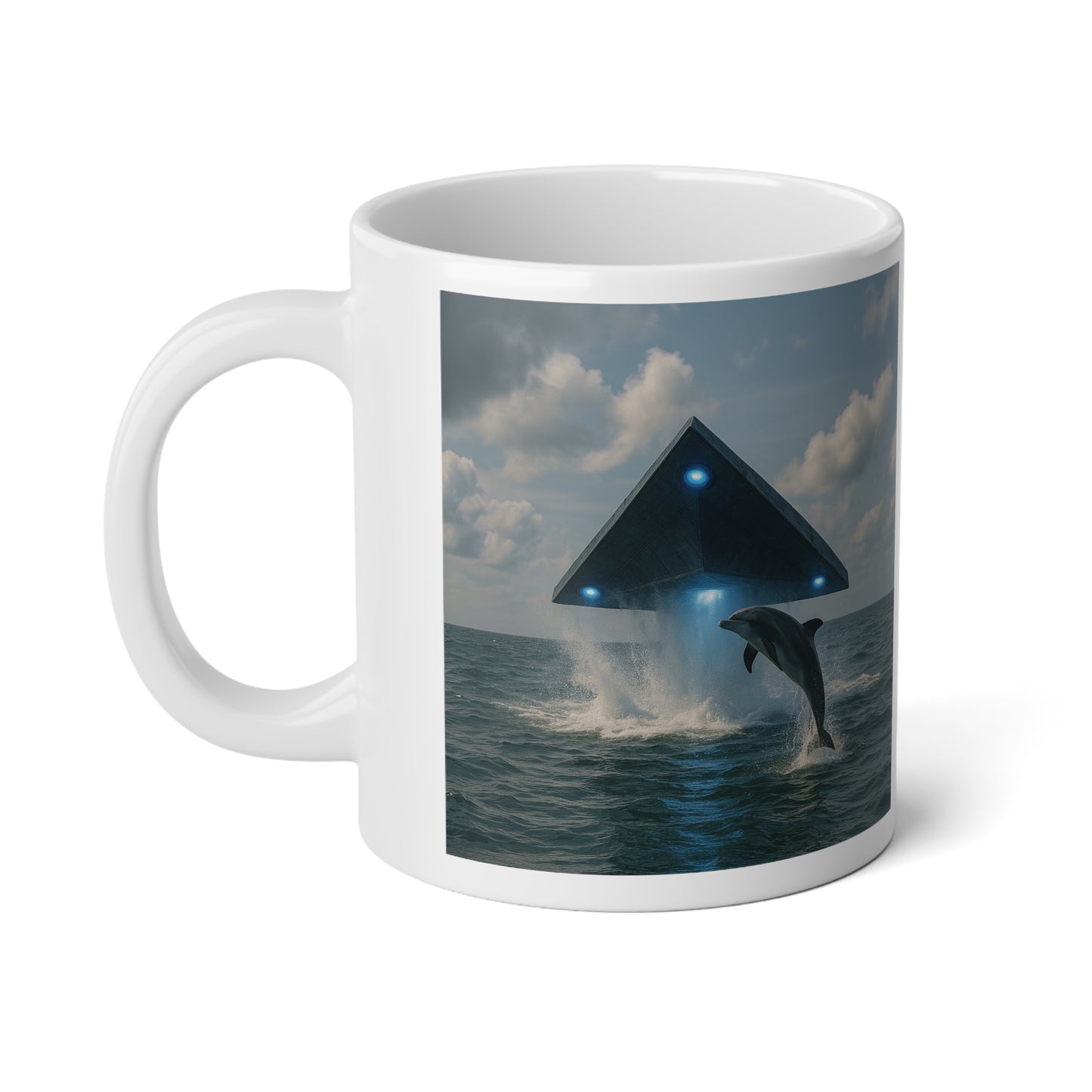 Jumbo Mug, 20oz, UFO and Dolphin | Tropical Coffee Cup