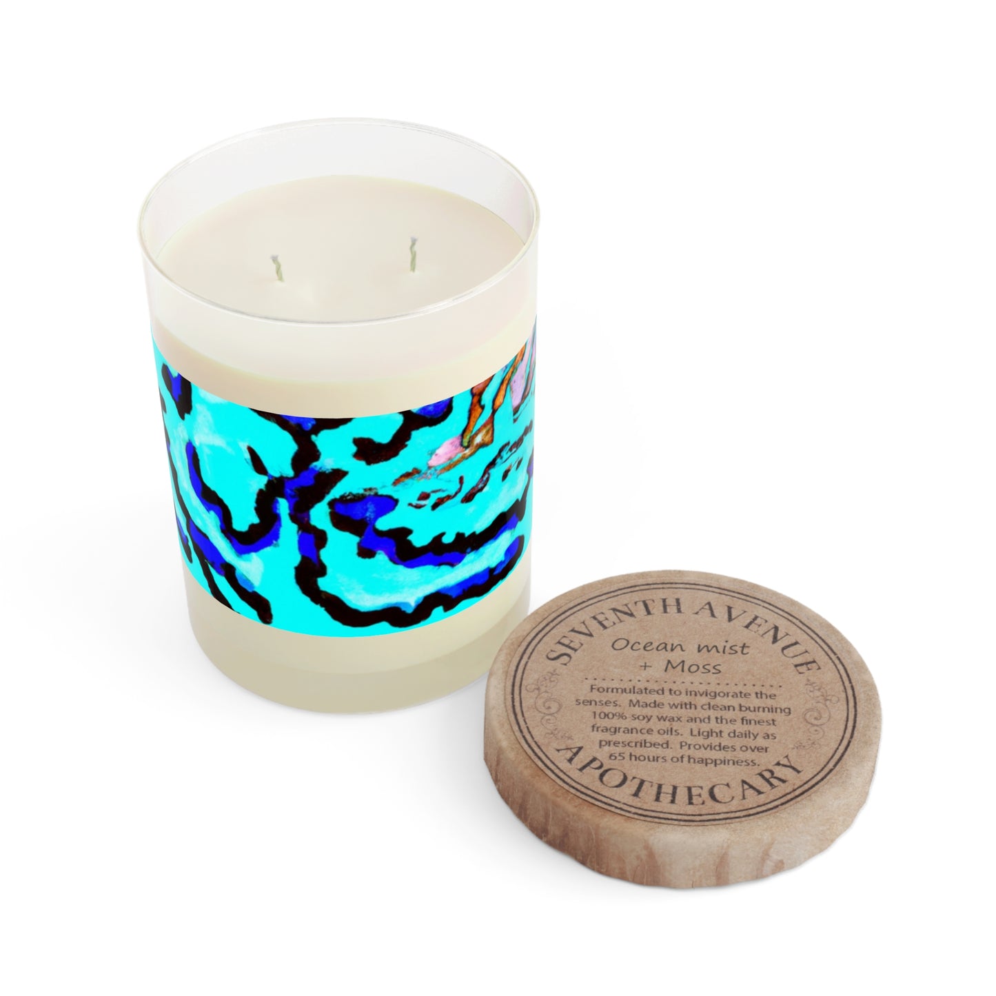 Wild Coral Reef/Turquoise Scented Candle - 11oz Full Glass, Tropical Decor
