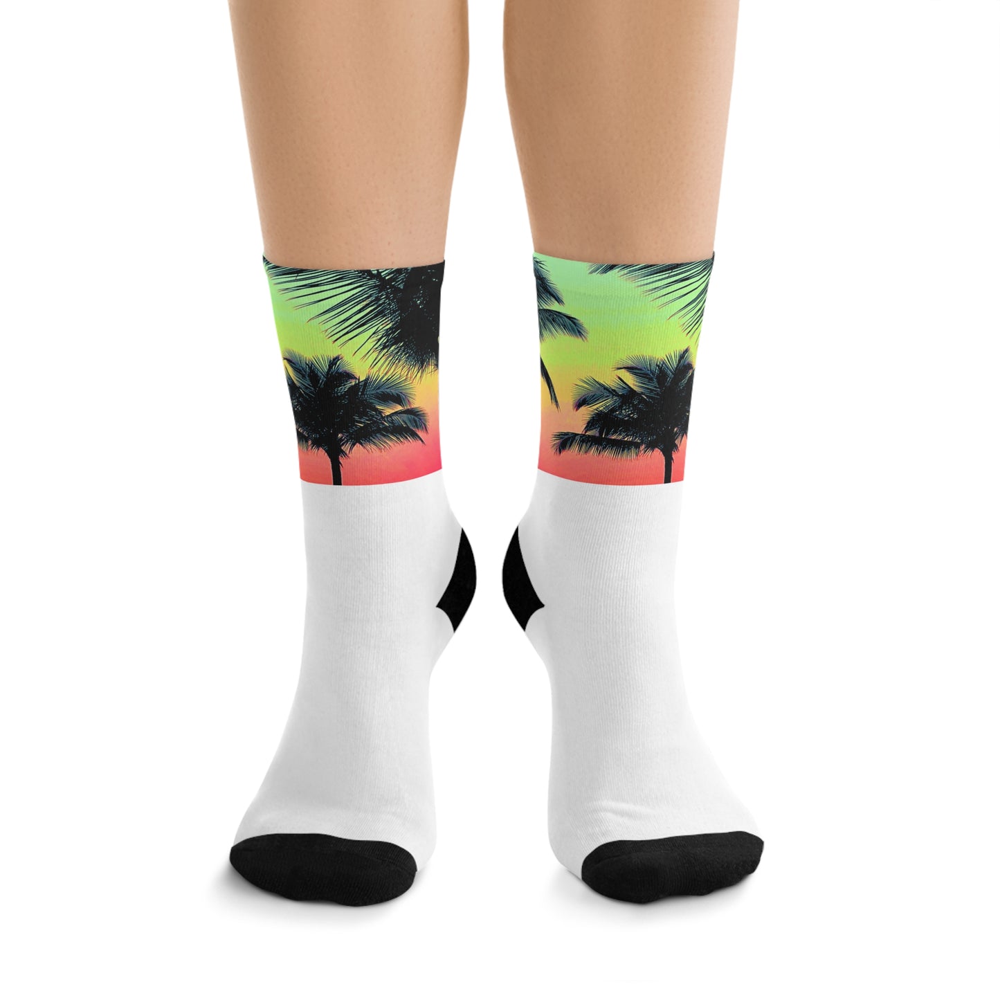 Recycled Poly Socks, Palm Glow Sangria/White