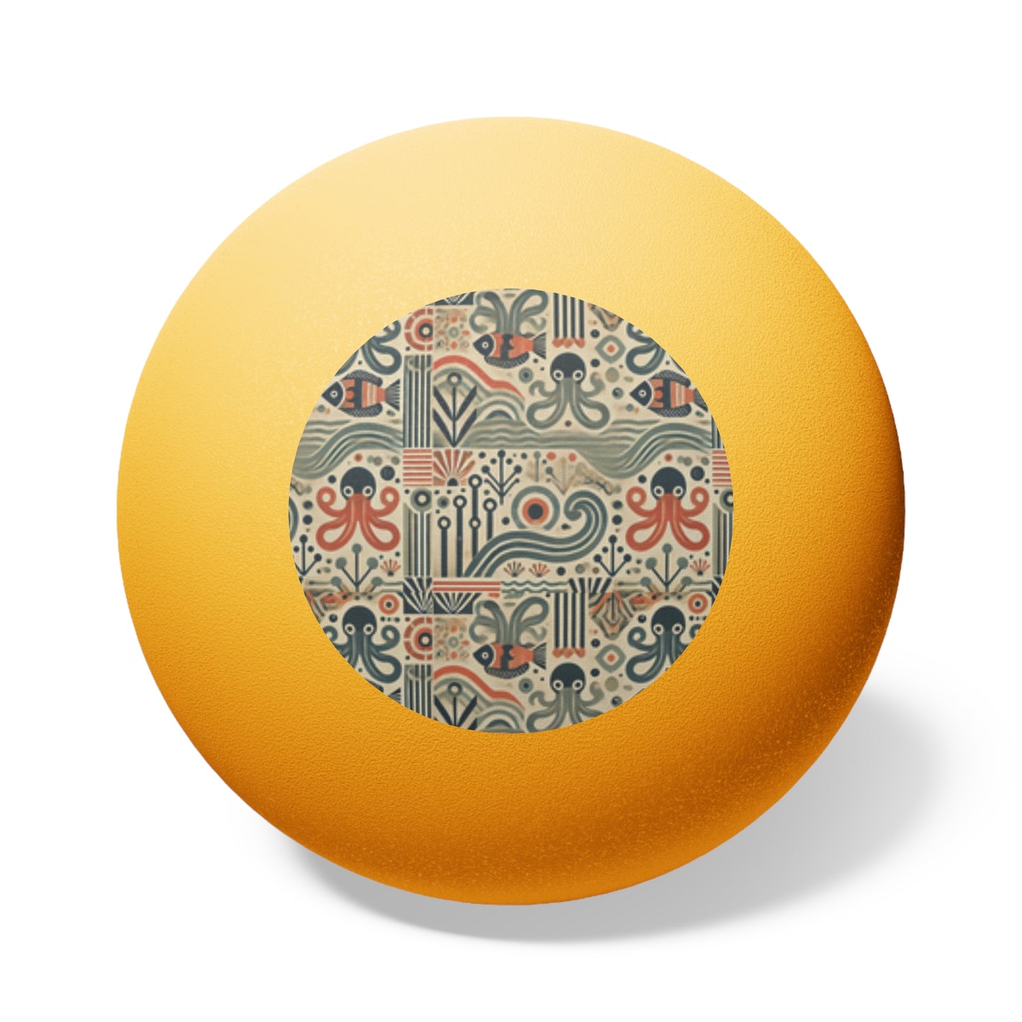 Tropical Paradise Ping Pong Balls - 6 Pack with Mid-Century Octopus/Orange