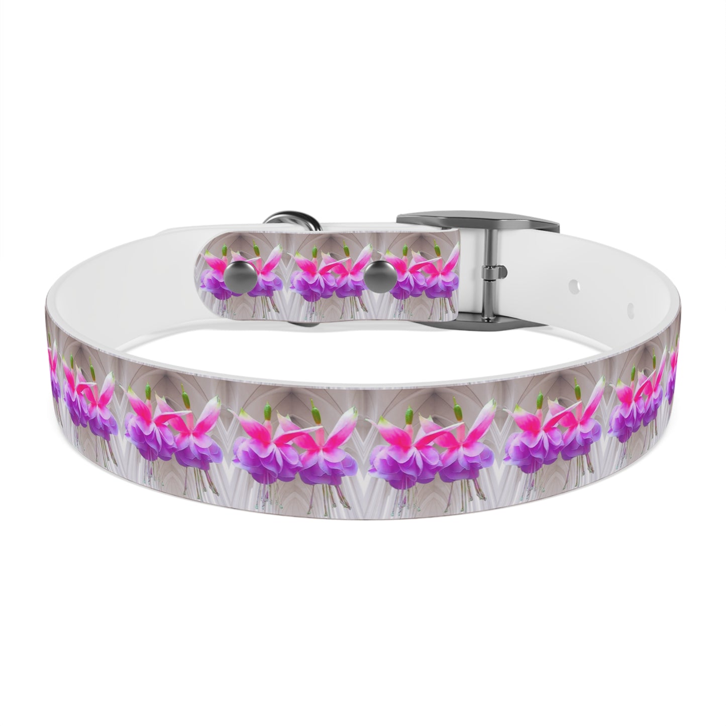 Dog Collar - Two Pink Fuchsias / Gothic, Kaleidoscope