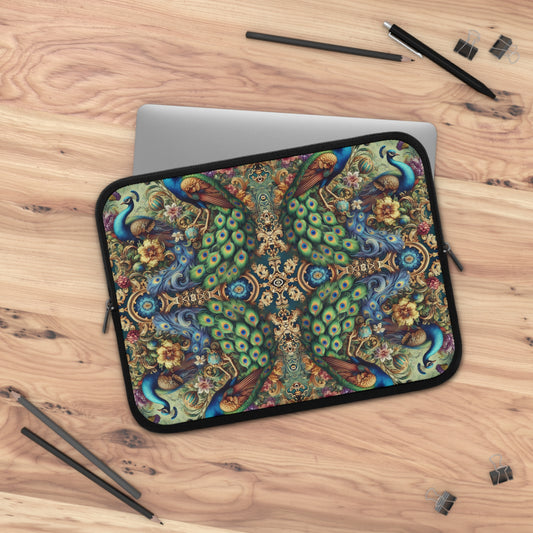 Tropical Laptop Sleeve, 5 Sizes - Perfect for Beach Lovers & Students / Kaleido Peacock Royals