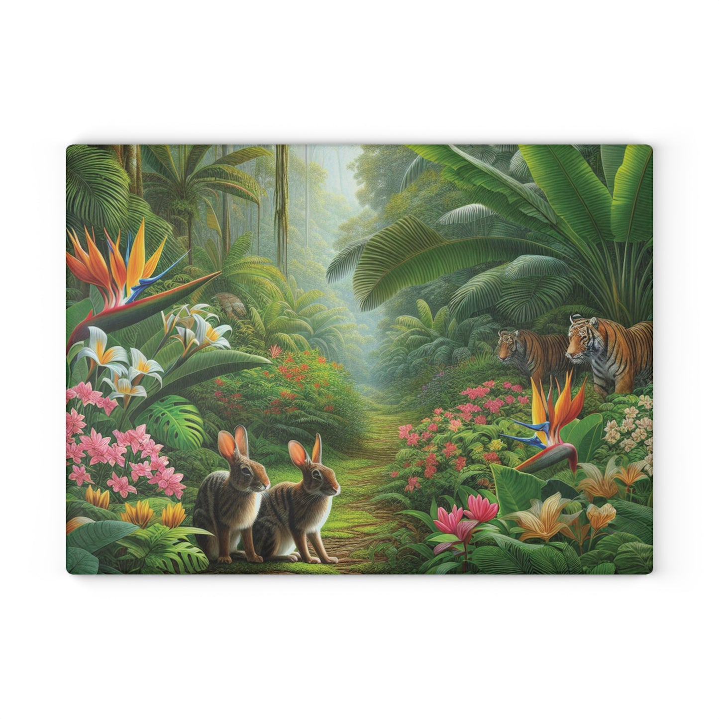 Glass Cutting Board, 2 sizes - Hidden Rabbits