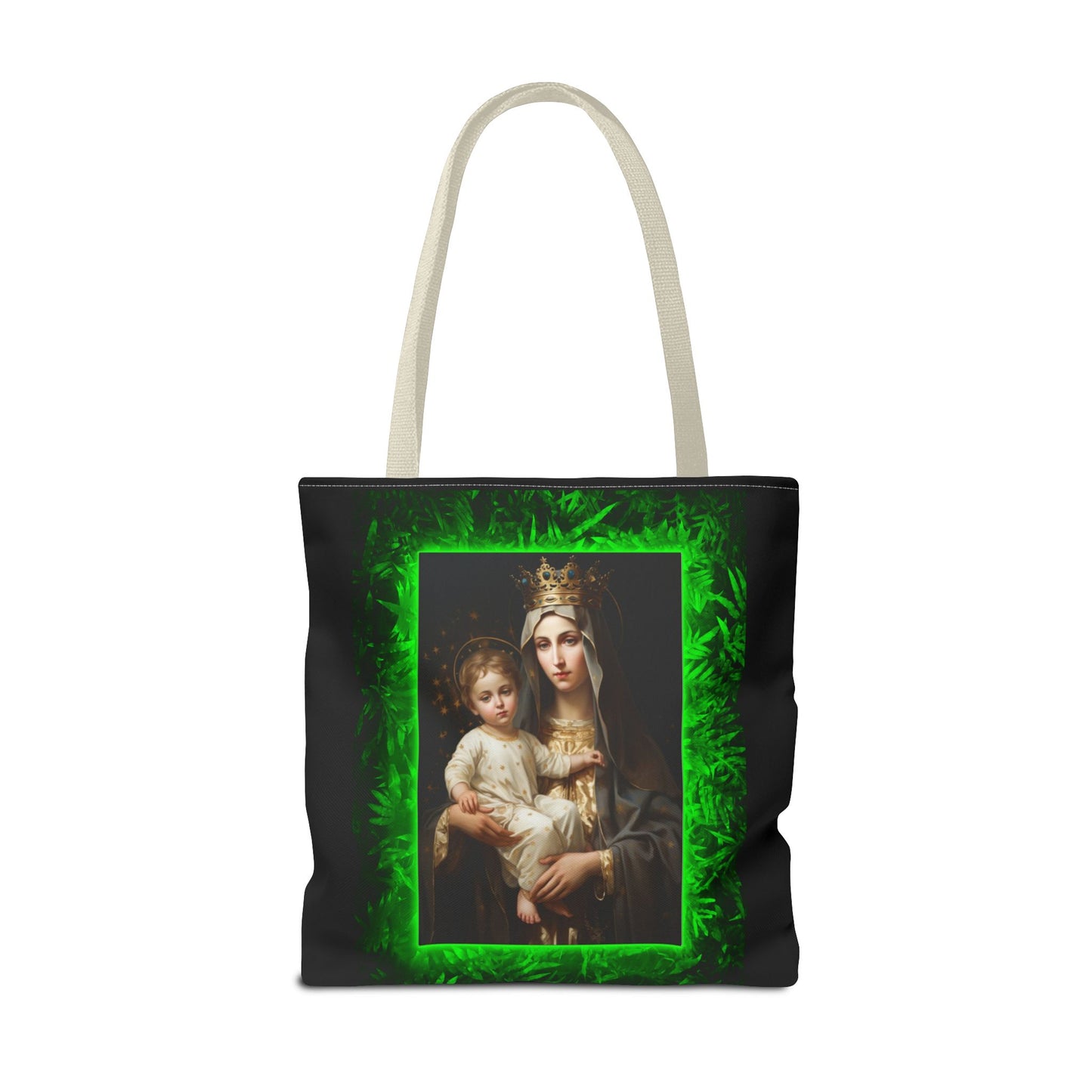 Religious Our Lady of Mt. Carmel Tropical Glow Tote Bag - 3 Sizes