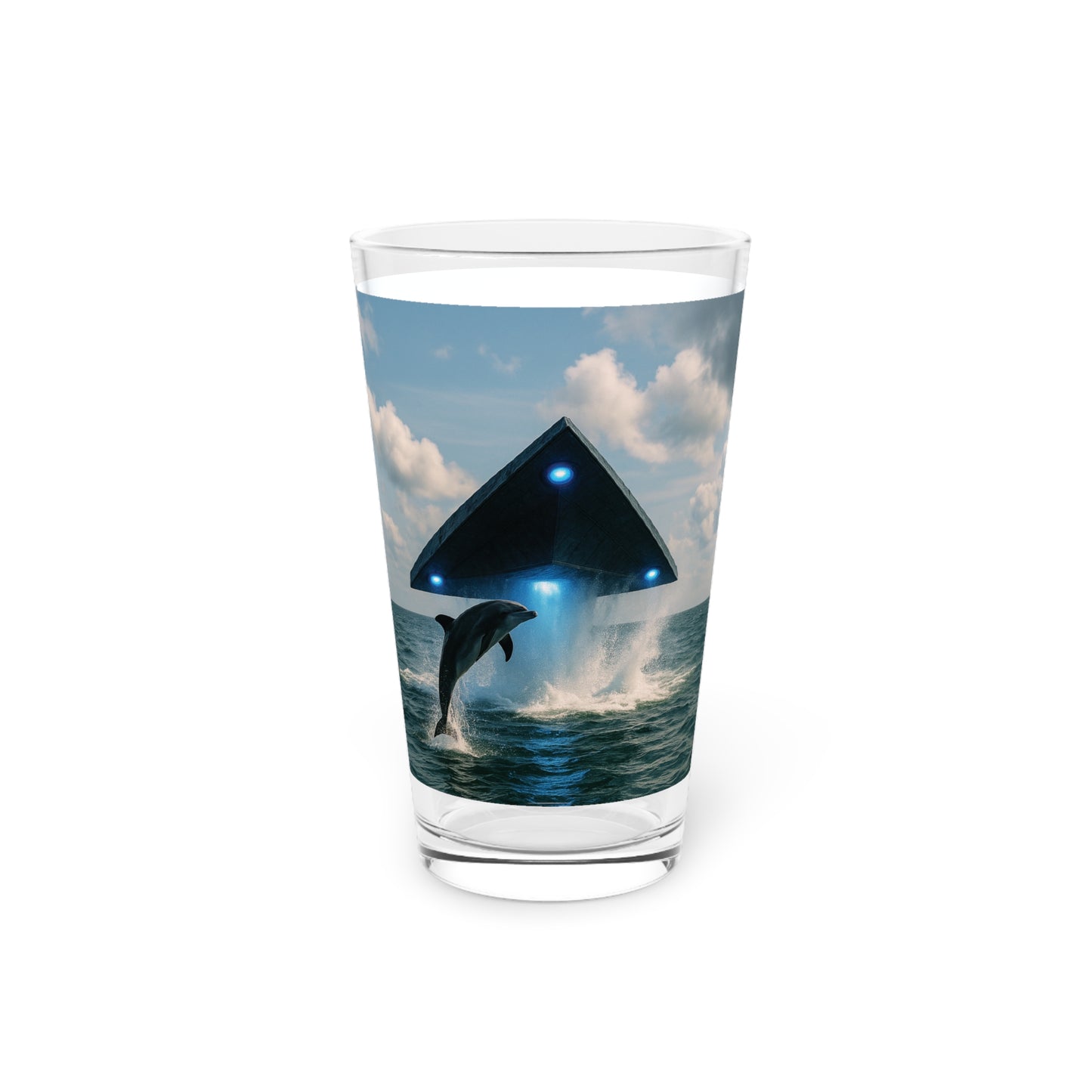Pint Glass, 16oz - UFO and Dolphin