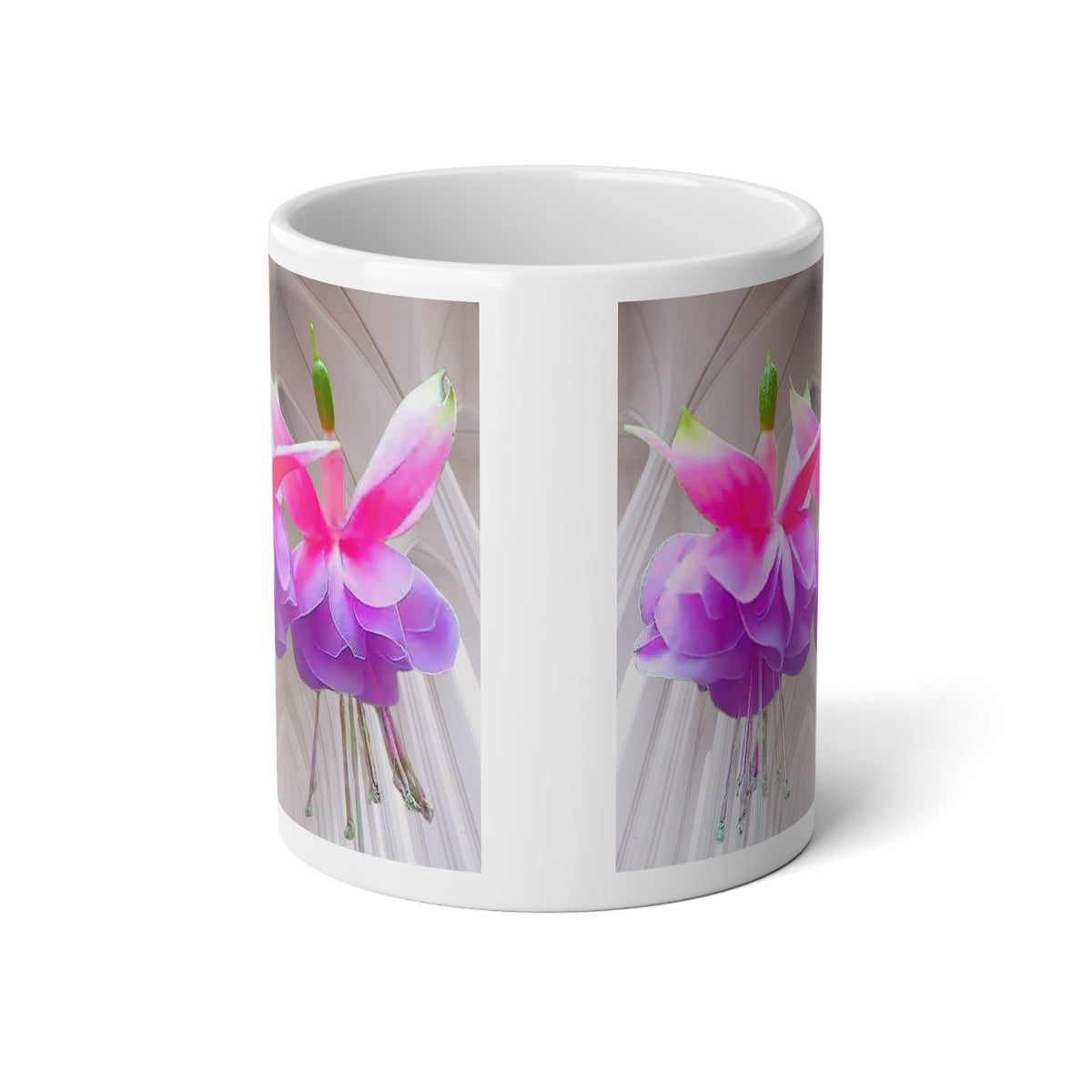 Jumbo Mug, 20oz, Gothic Two Purple Fuschias | Tropical Coffee Cup