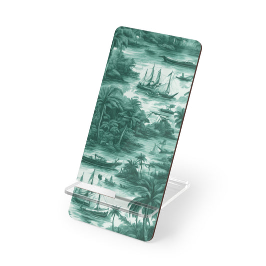 Mobile Display Stand for Smartphones, Tropical Toile #1 Evergreen