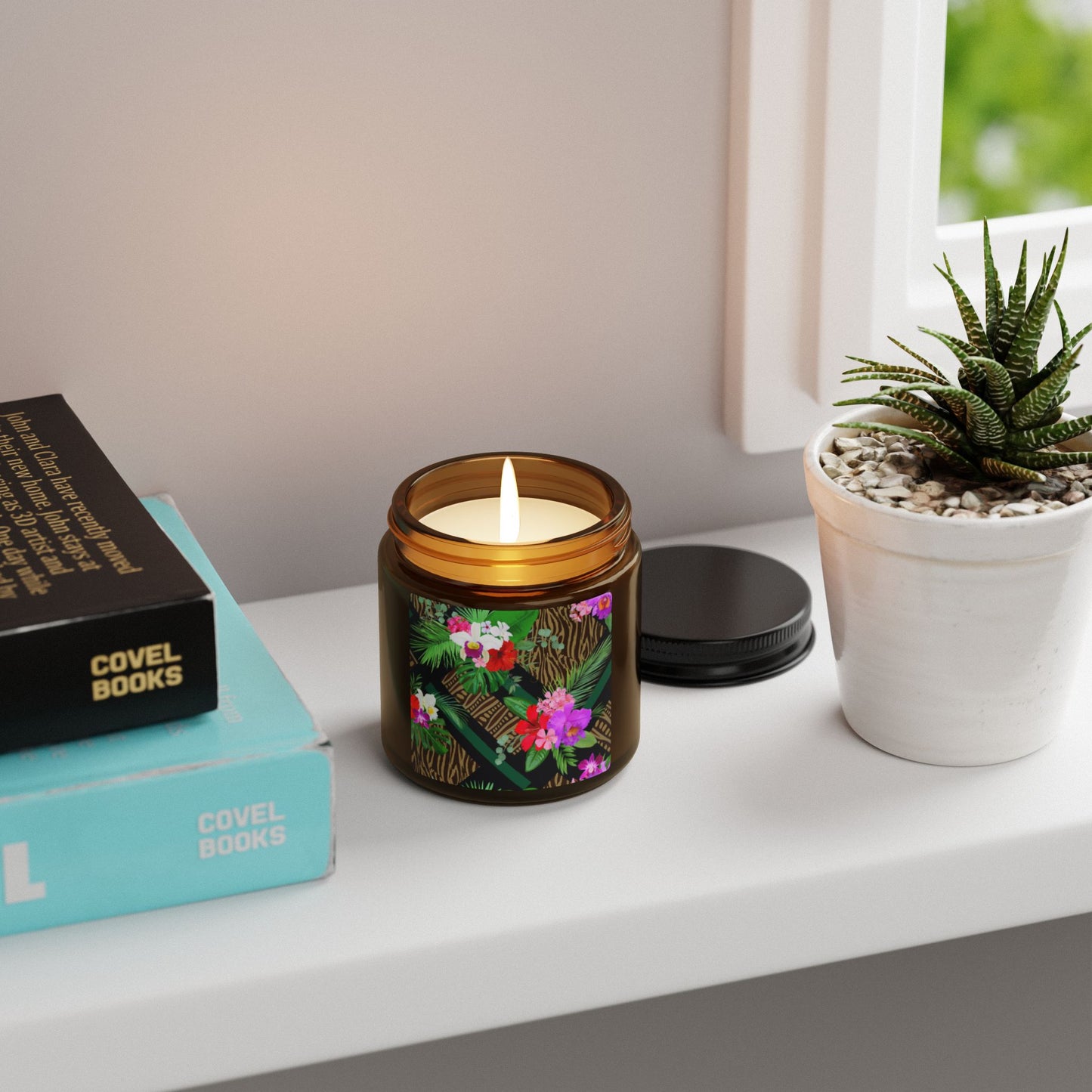 Scented Soy Candle (Multi-Size, Amber Jar) - Tiki Orchids