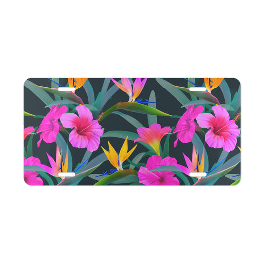 Tropical Flowers Vanity Plate - Colorful Floral Design for Cars, Trucks, and Decor