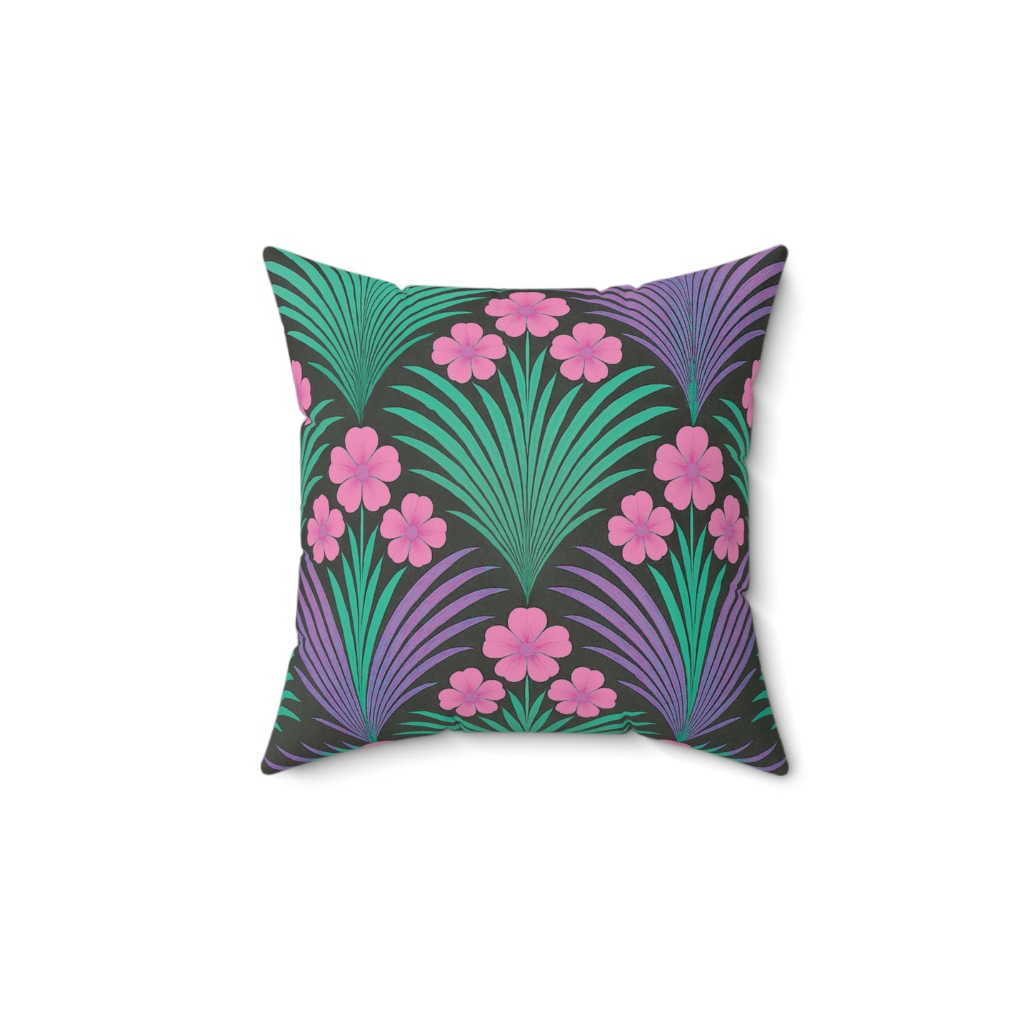 Decorative Pillow - Accent Cushion, 4 Sizes / Midnight Hibiscus Deco/Pink