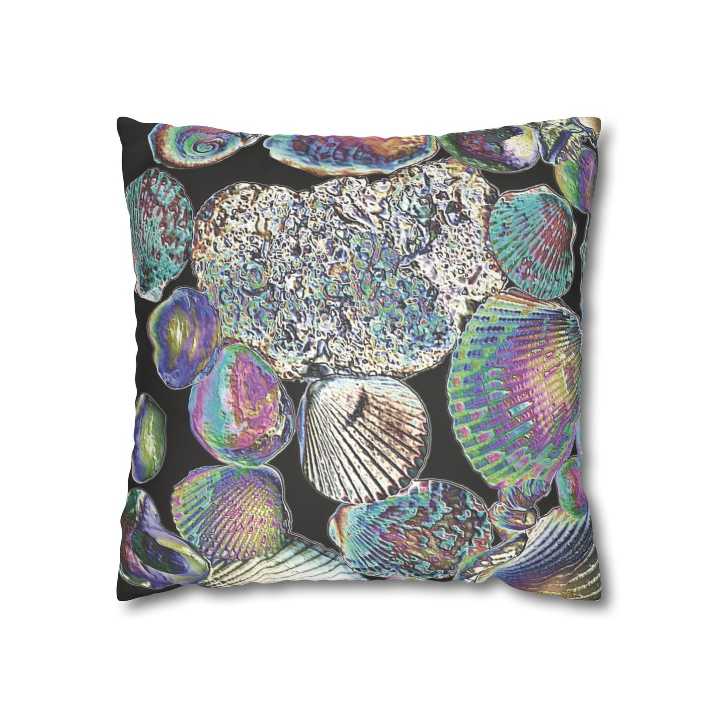 Faux Suede Square Pillowcase - Heatwave Seashell Collection, Black