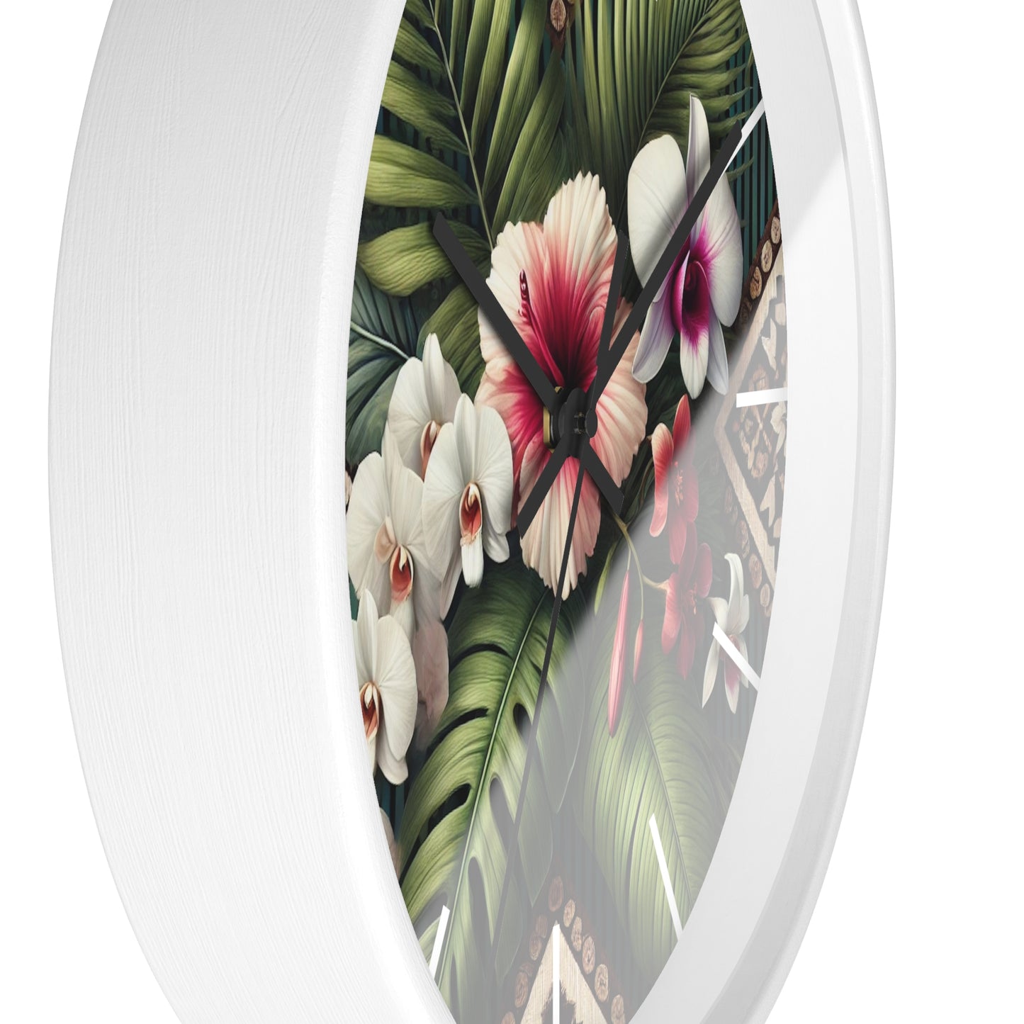 Tiki Orchids Wall Clock – Fun Home Decor for Nature Lovers, 6 Variants