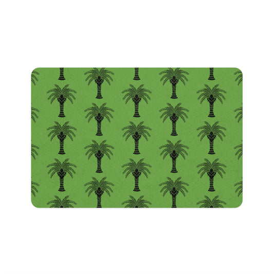 Pet Food Mat (12x18), Art Deco Palm, Green