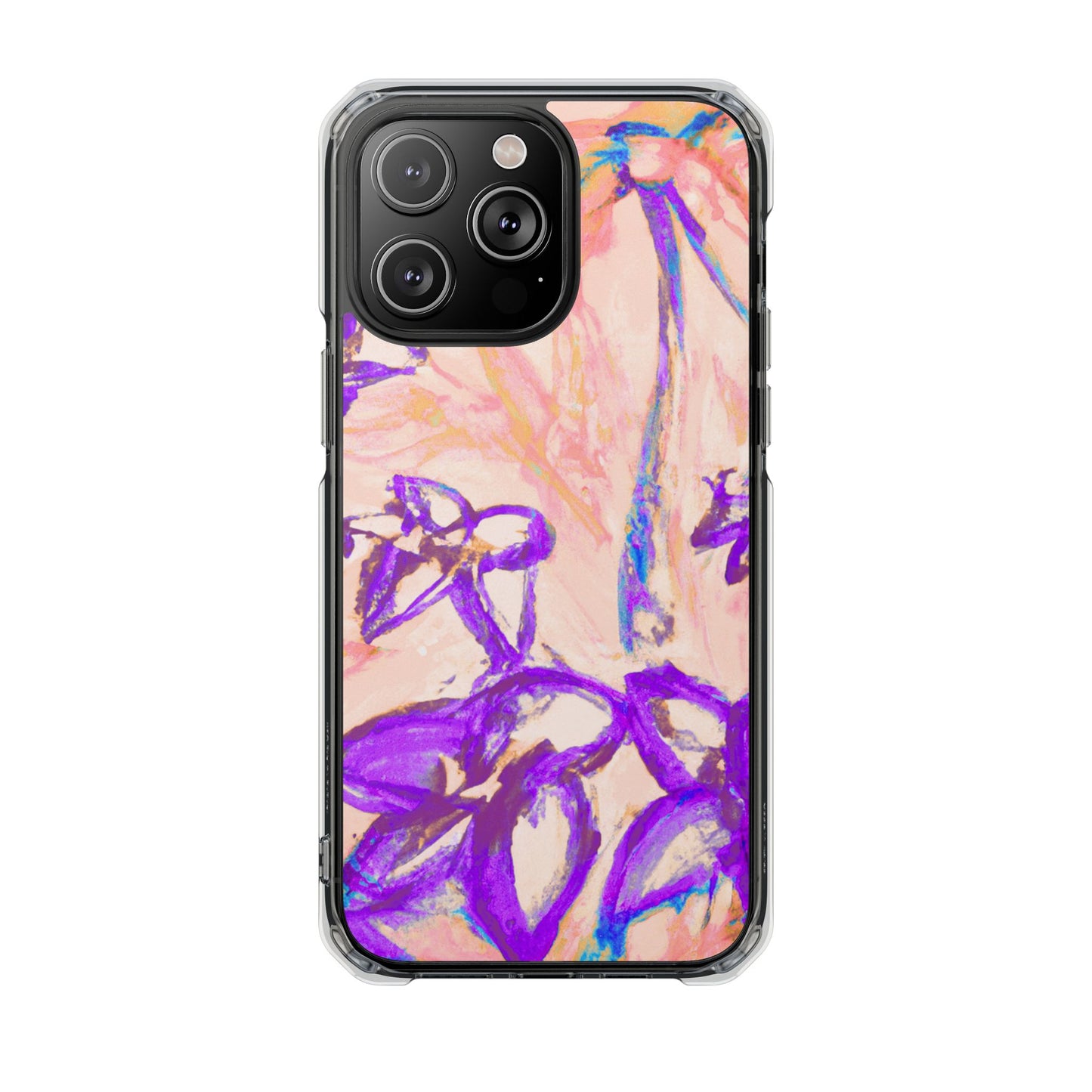 Tropical Doodles/Peach Magnetic Clear Phone Case, Many Models