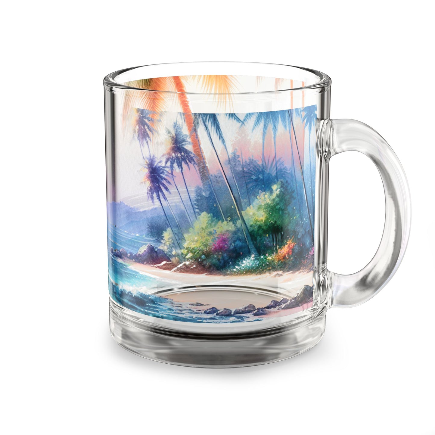Tropical Glass Mug - 10oz Coffee Cup / Bay of Peace