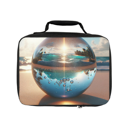 Beach Illusion Ball/Sunrise Lunch Bag - Eco-Friendly Insulated Tote, Adult and Child Lunchbox / Perfect for Picnics, Beach Outings