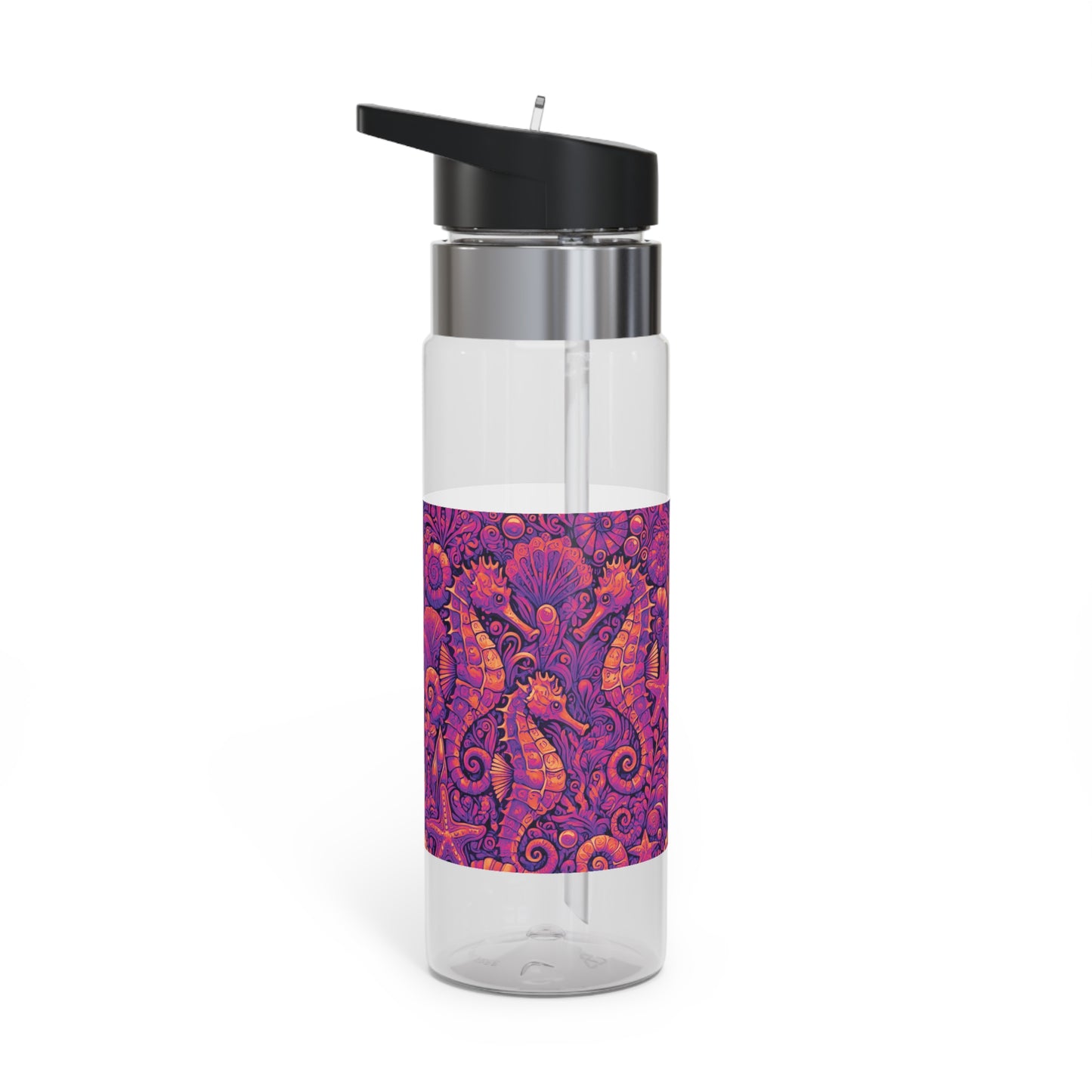 Tropical 20oz Tritan Sport Water Bottle -  Leakproof, Lightweight, BPA-Free / Seahorse Trio, Hot Pink
