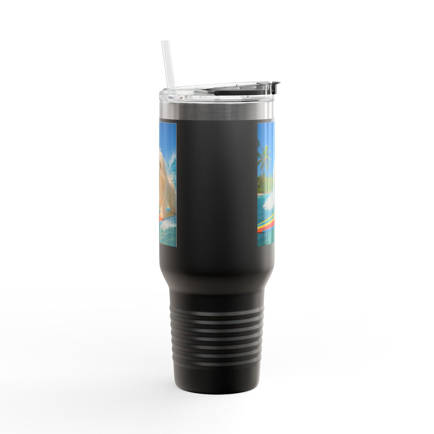 Puppy Ariel the Dog Surfer Insulated Travel Mug - 40oz - Perfect for Outdoor Adventures
