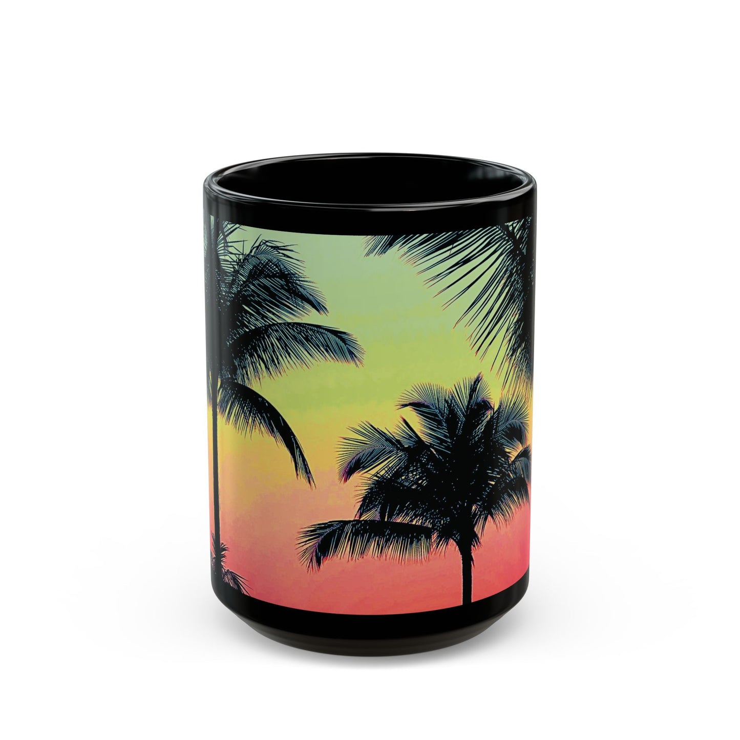 Black Coffee Mug - Palm Glow, Sangria