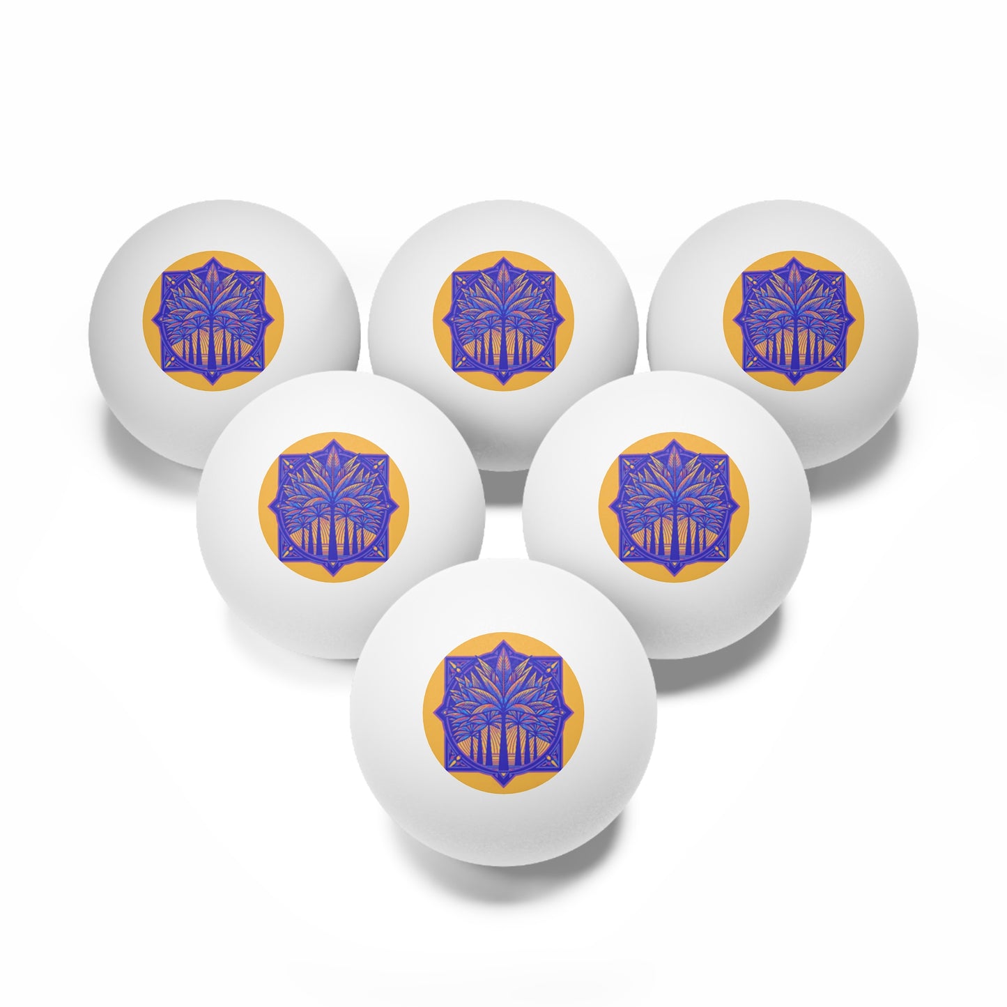 Tropical Paradise Ping Pong Balls - 6 Pack with Deco Palm Orange