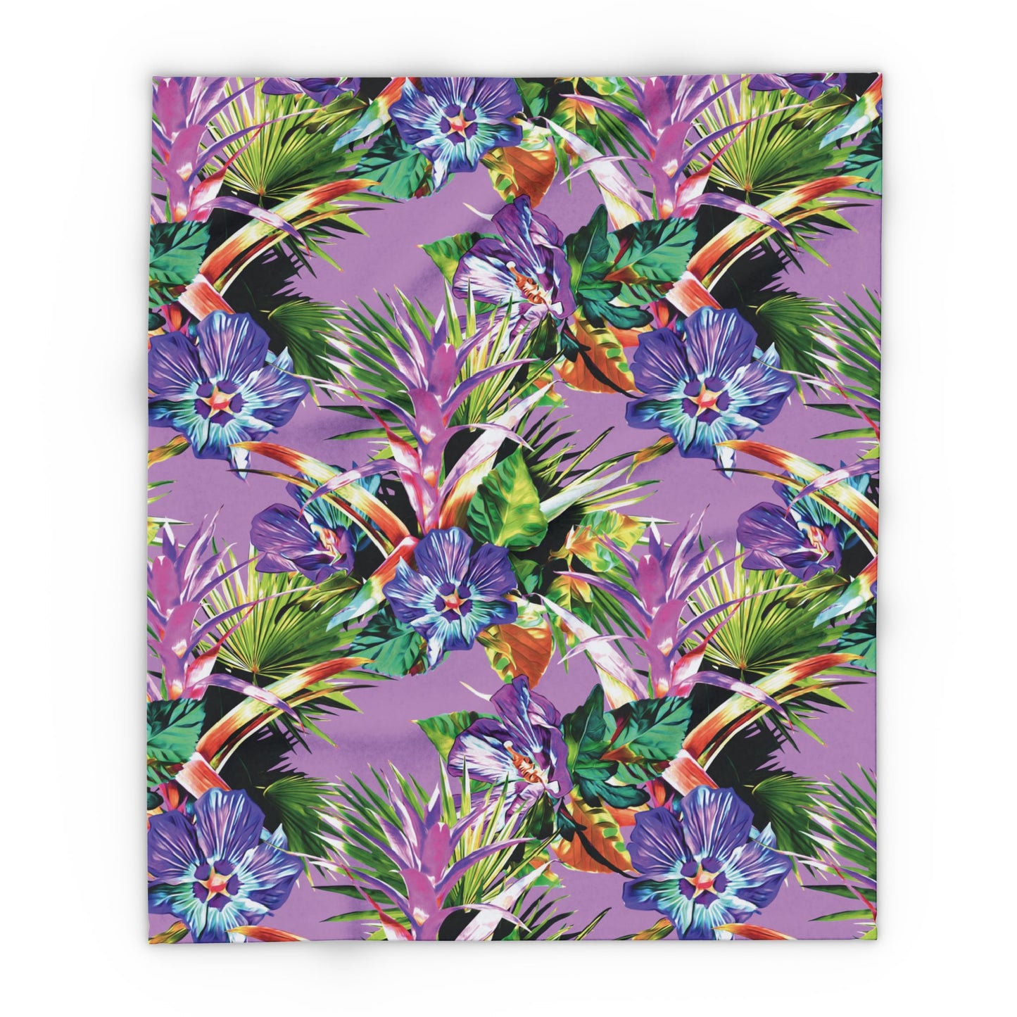 Purple Plant Palooza Fleece Blanket - Colorful Tropical Botanical Design