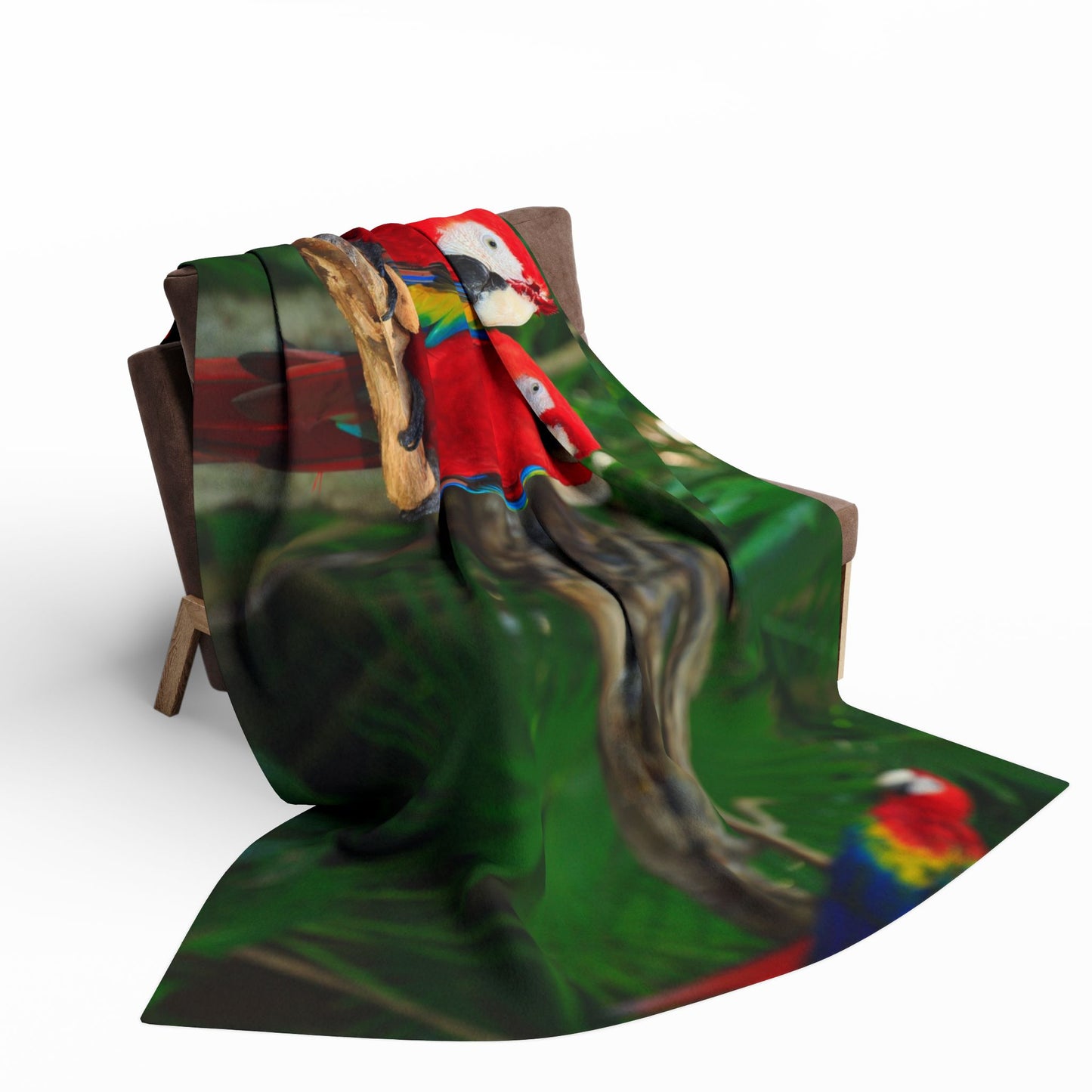 Gossip Parrots in Rainforest Fleece Blanket - Colorful Tropical Design