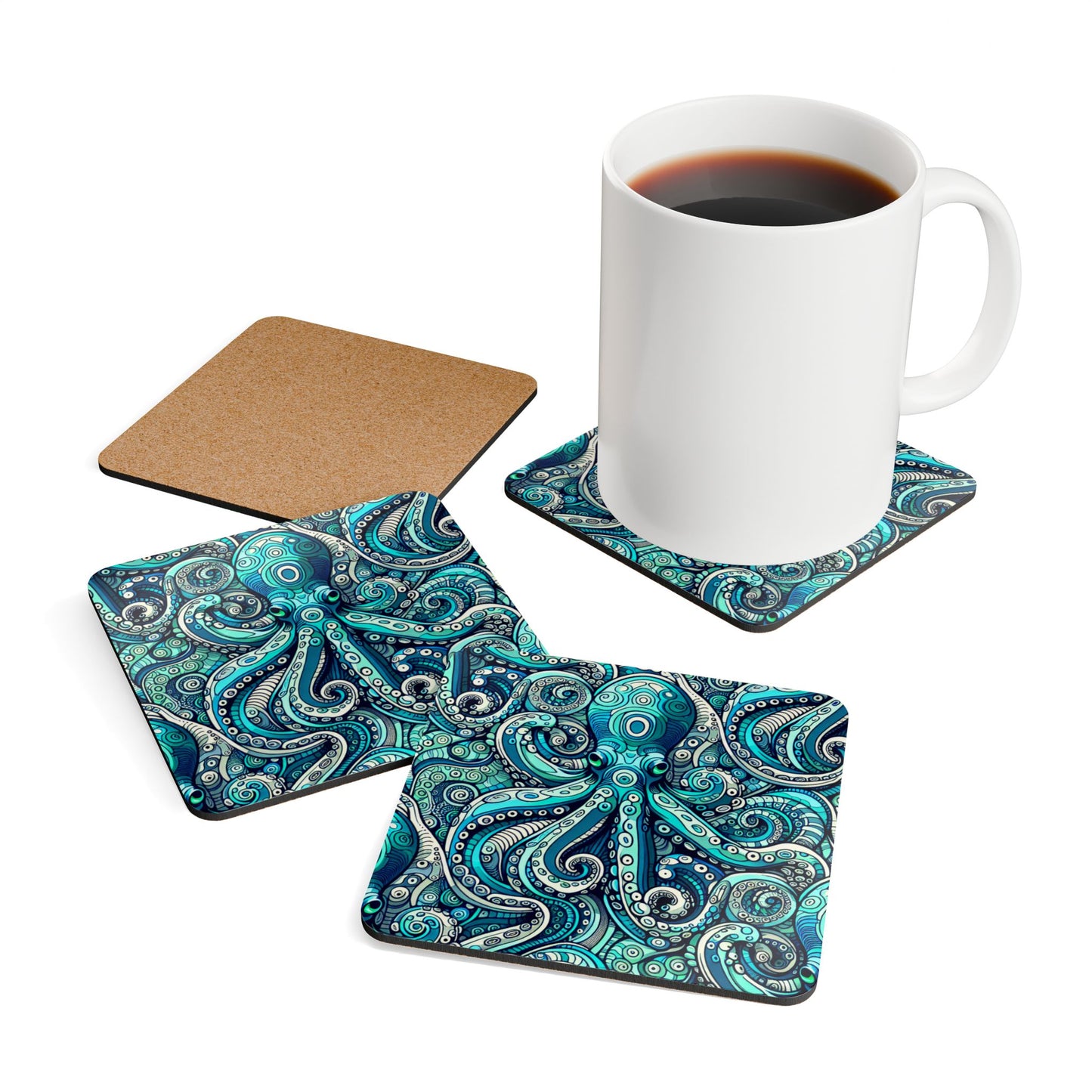 Coaster Set -  Aqua Octopus