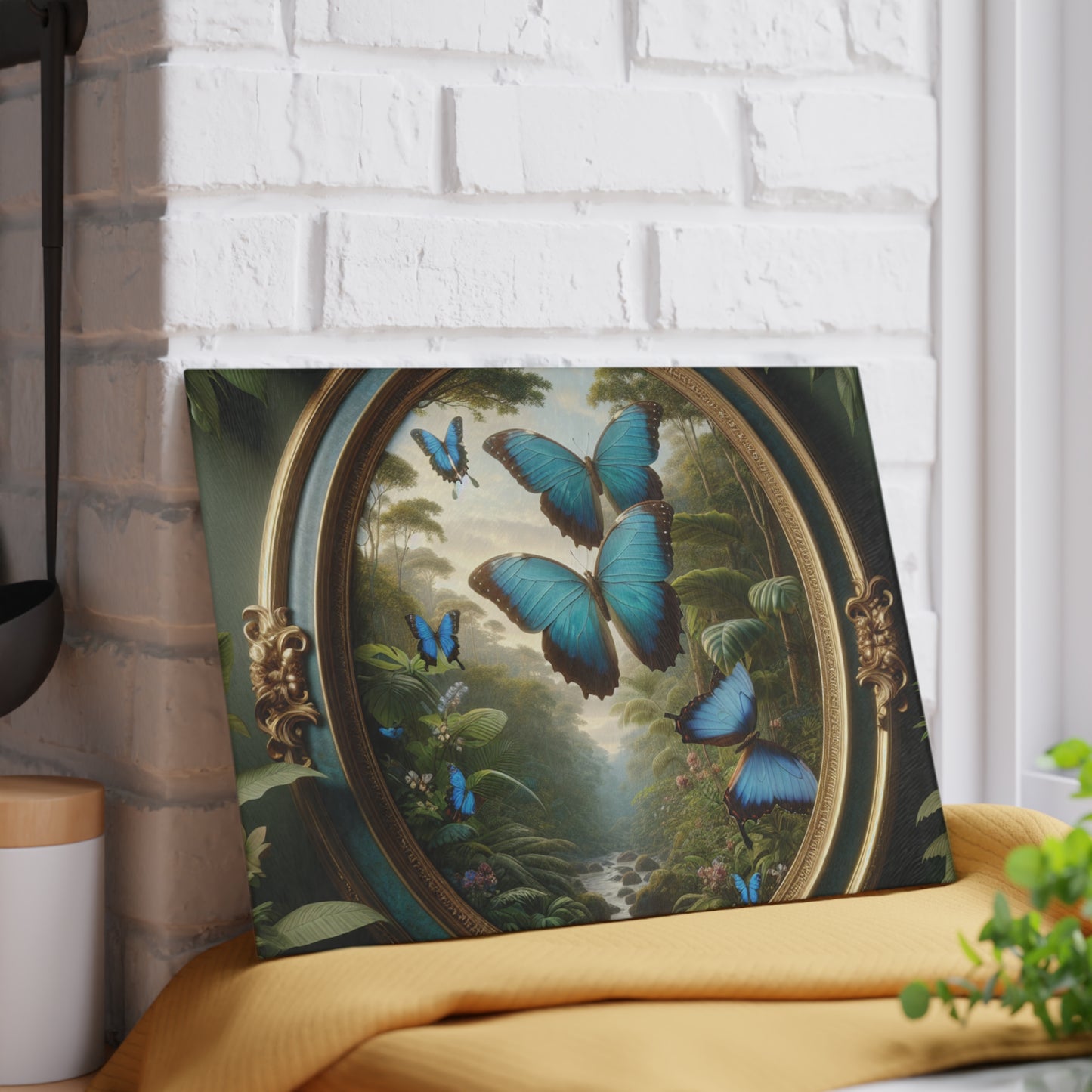 Glass Cutting Board, 2 sizes - Framed Morpho Gathering