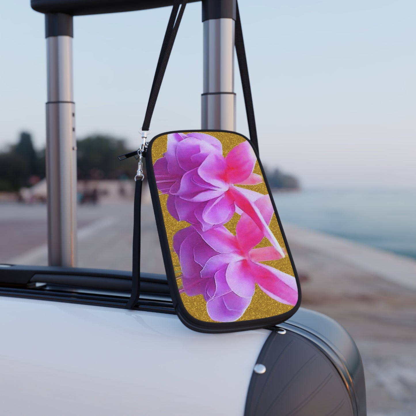 Passport Wallet - Two Fuchsias, Gold