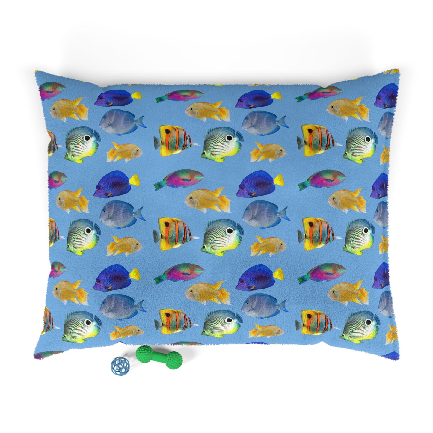 Pet Bed - Cozy and Fun Dog or Cat Bed for Beach Lovers / School of Fish, Lt. Blue