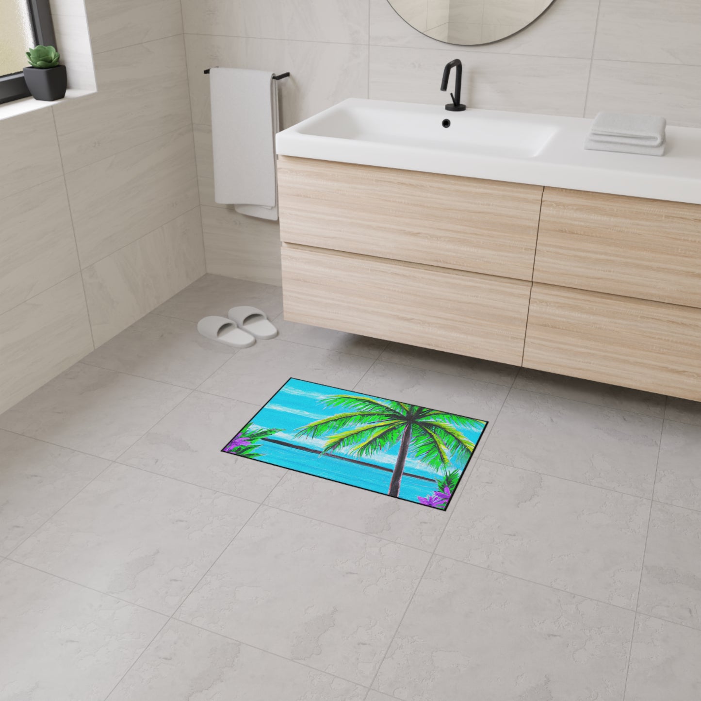 Heavy Duty Floor Mat, 5 Sizes – Tropical Area Rug for Home Décor / Calm Beach