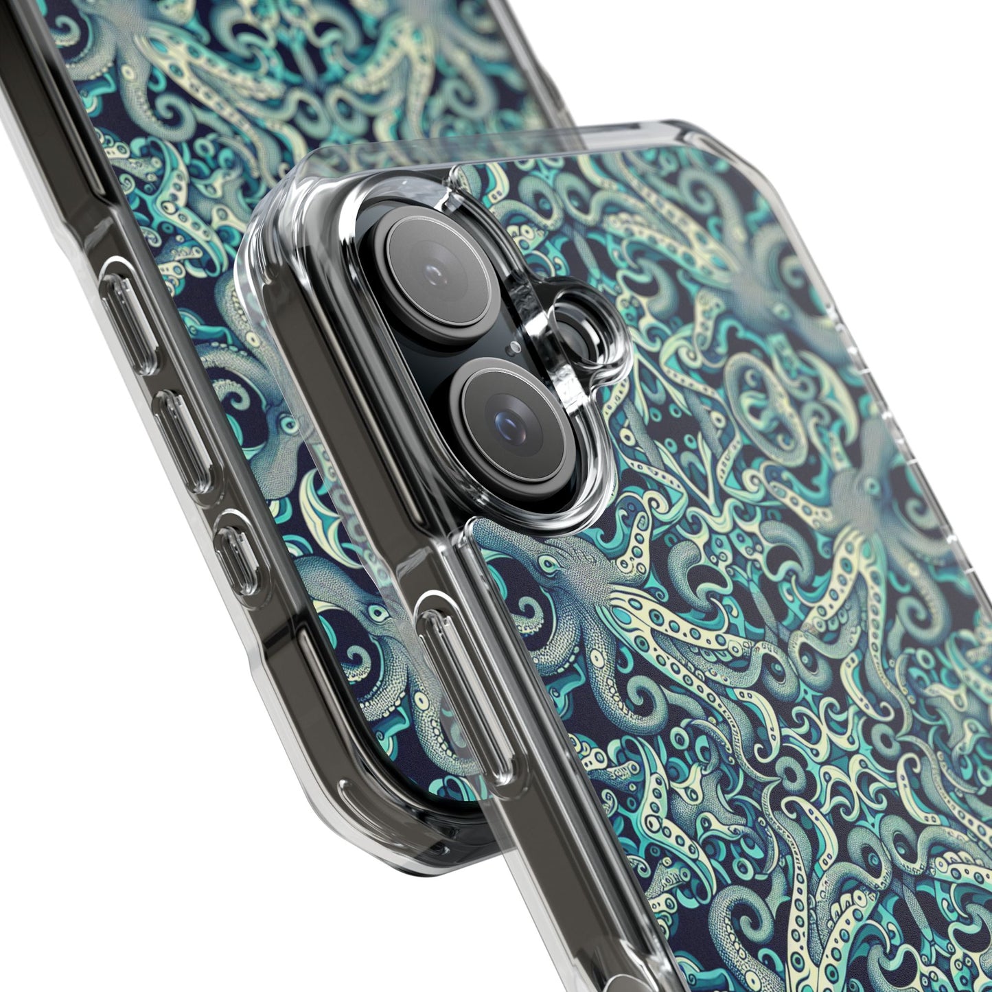 Twisted Aqua Octopus Magnetic Clear Phone Case, Many Models