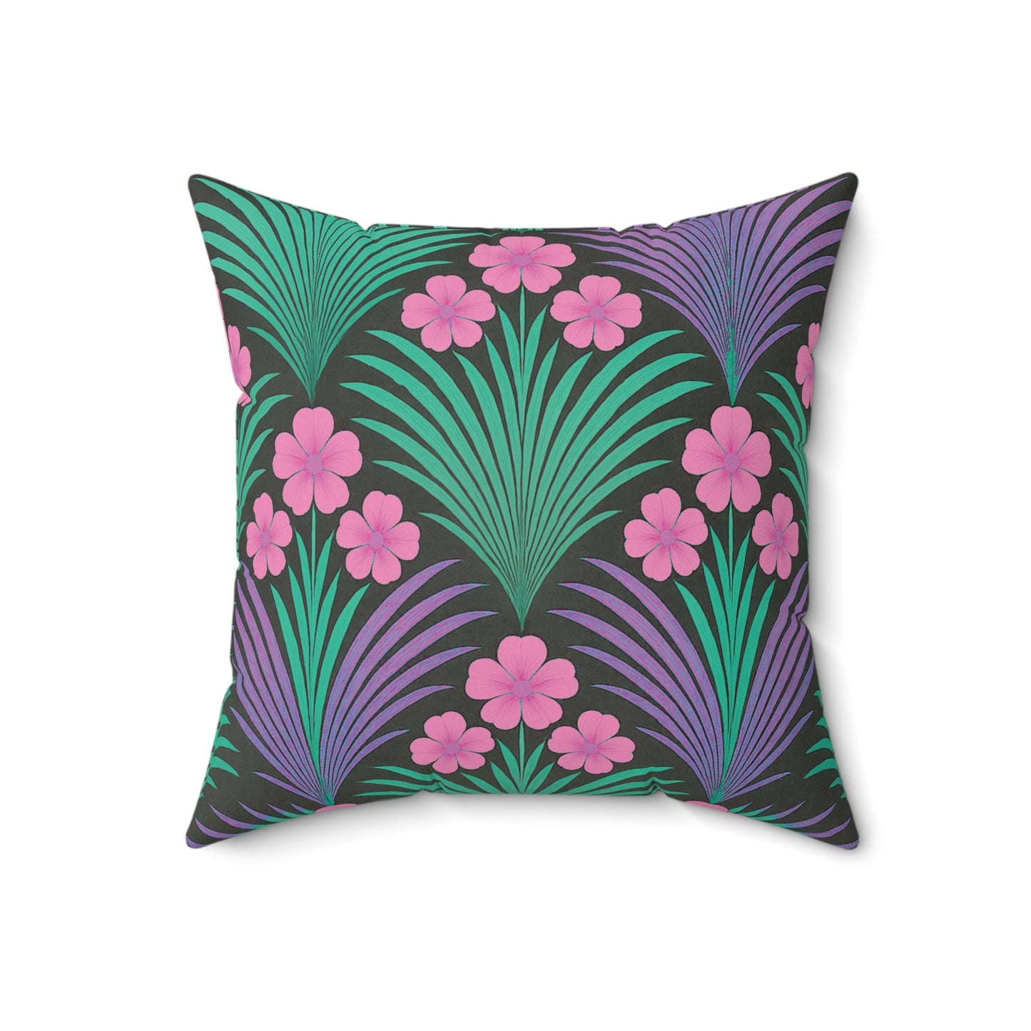 Decorative Pillow - Accent Cushion, 4 Sizes / Midnight Hibiscus Deco/Pink