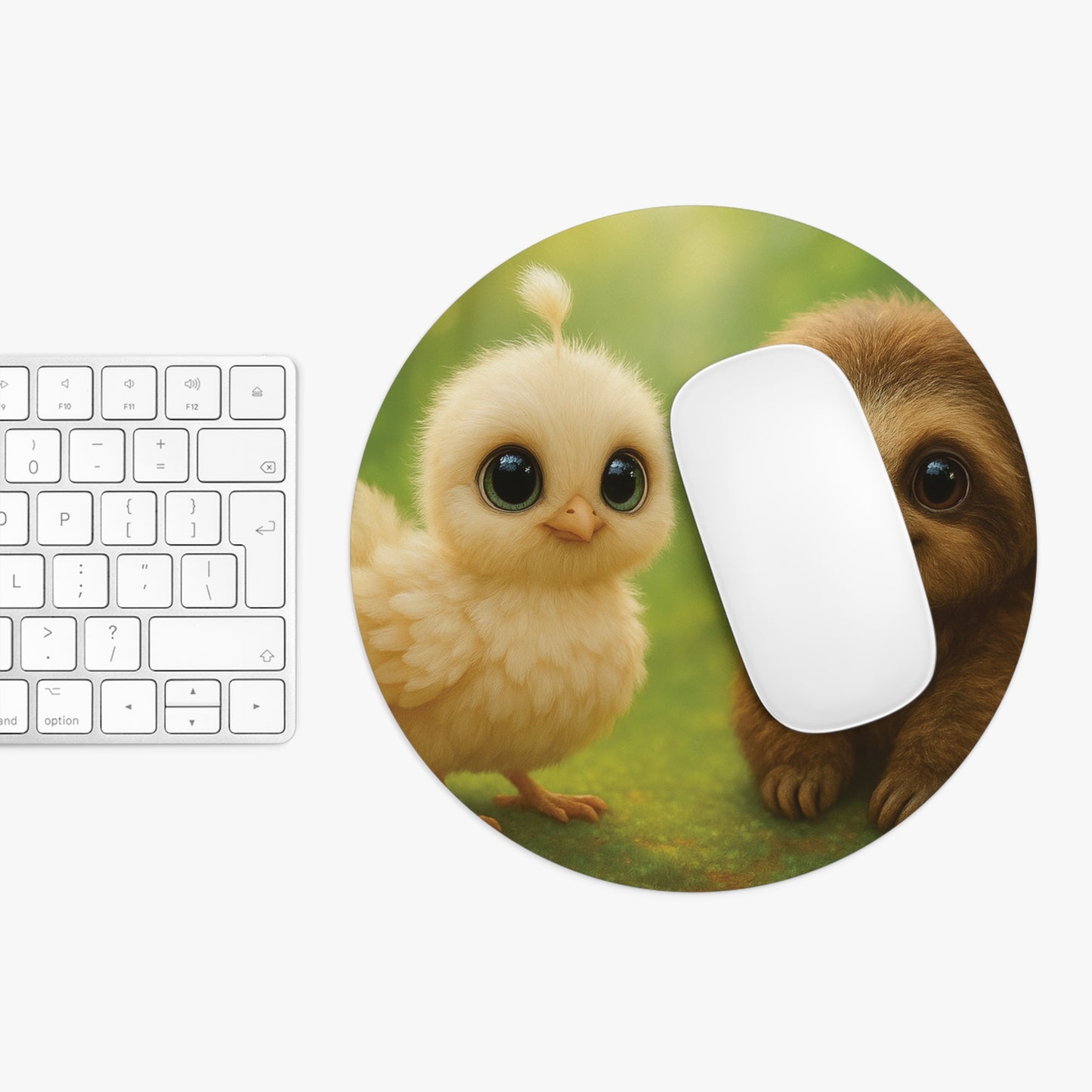 Tropical Mouse Pad, 2 Shapes - Beach Vibes for Home Office & Gamer / Baby White Peacock and Baby Capybara