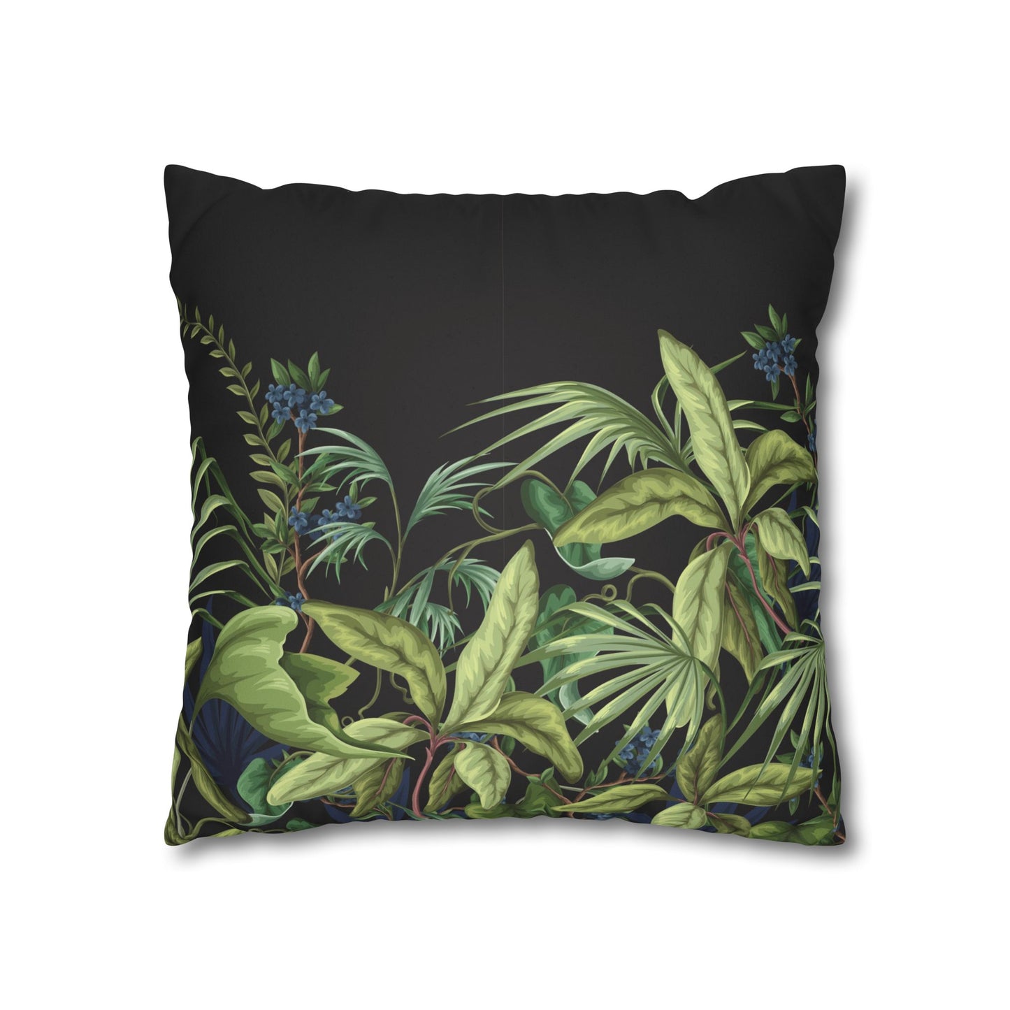 Faux Suede Square Pillowcase - Midnight Jungle