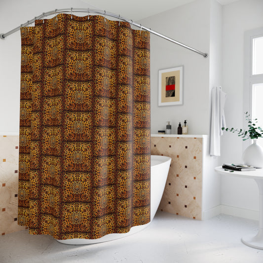 Tropical Shower Curtain - Rainforest Bathroom Decor / Kaleido Jaguar Spots