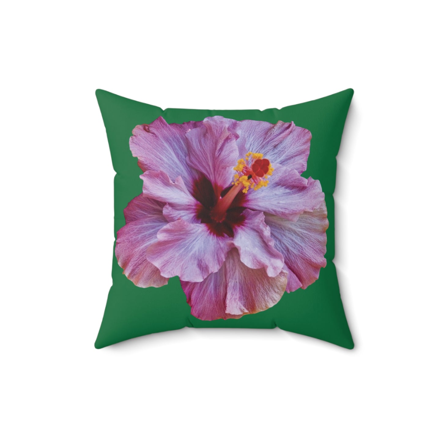 Decorative Pillow - Accent Cushion, 4 Sizes / Photo Purple Hibiscus, Dark Green